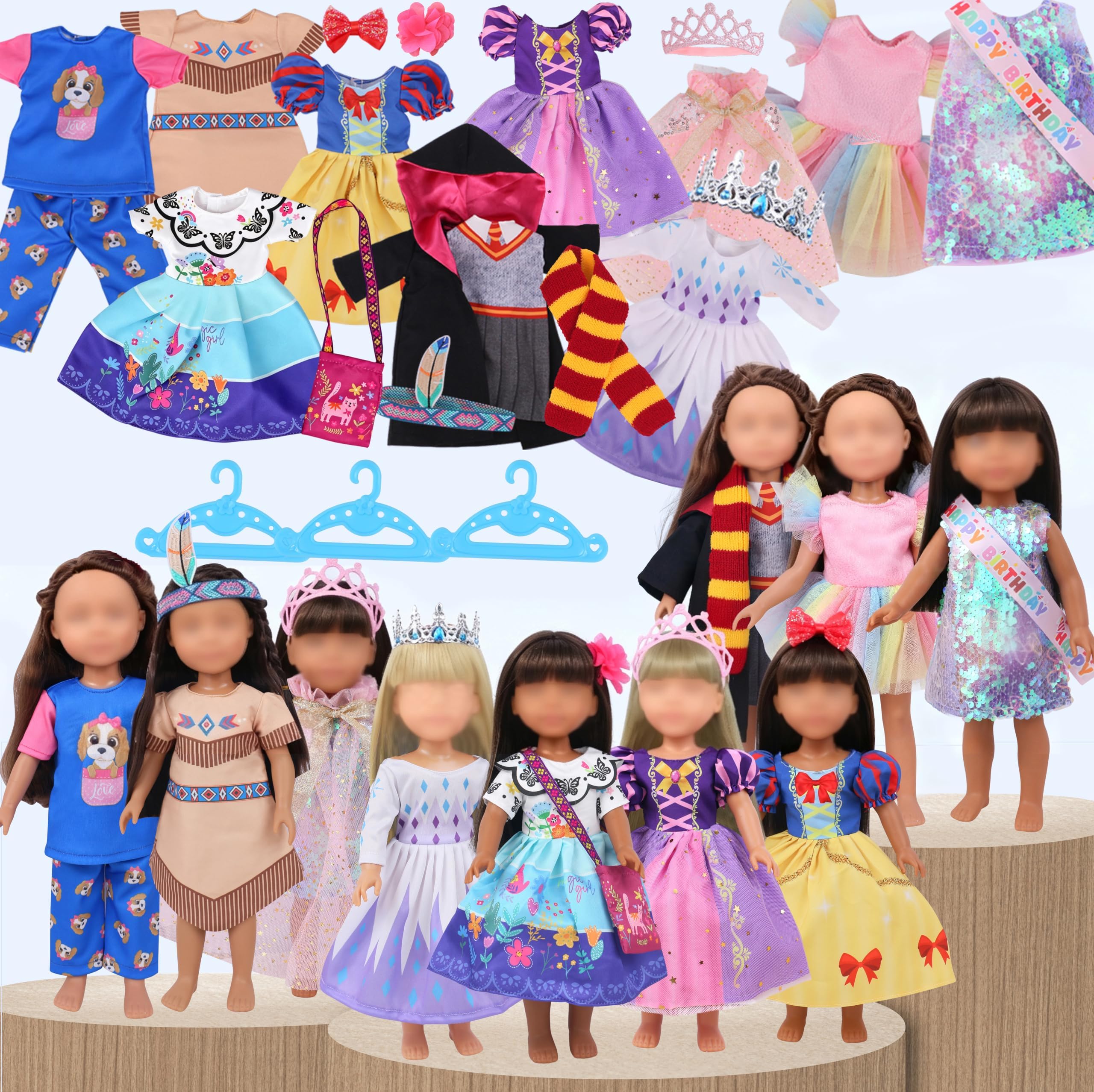 22 PCS Glitter American Girl Clothes, for 14" Baby Doll Clothes and Accessories (14 inch Doll Girl Clothes)
