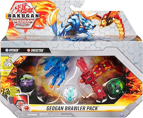 Bakugan Geogan Brawler - Paquete de 5 unidades exclusivo Hyenix e Insectra Geogan y 3 figuras de acción coleccionables