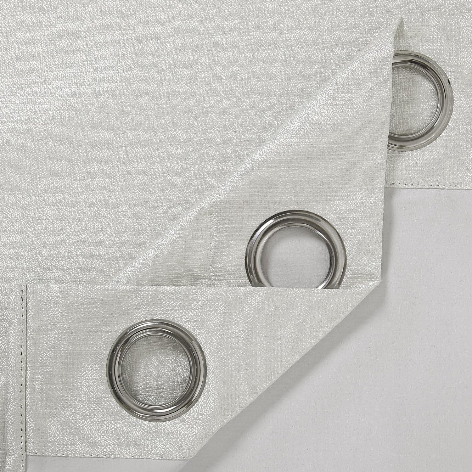 Deconovo Faux Linen Window Curtains Thermal Insulated Grommet Curtain Panels Blackout Curtains with Coating Back Layer for Nursery Room 38x95 Inch 1 White