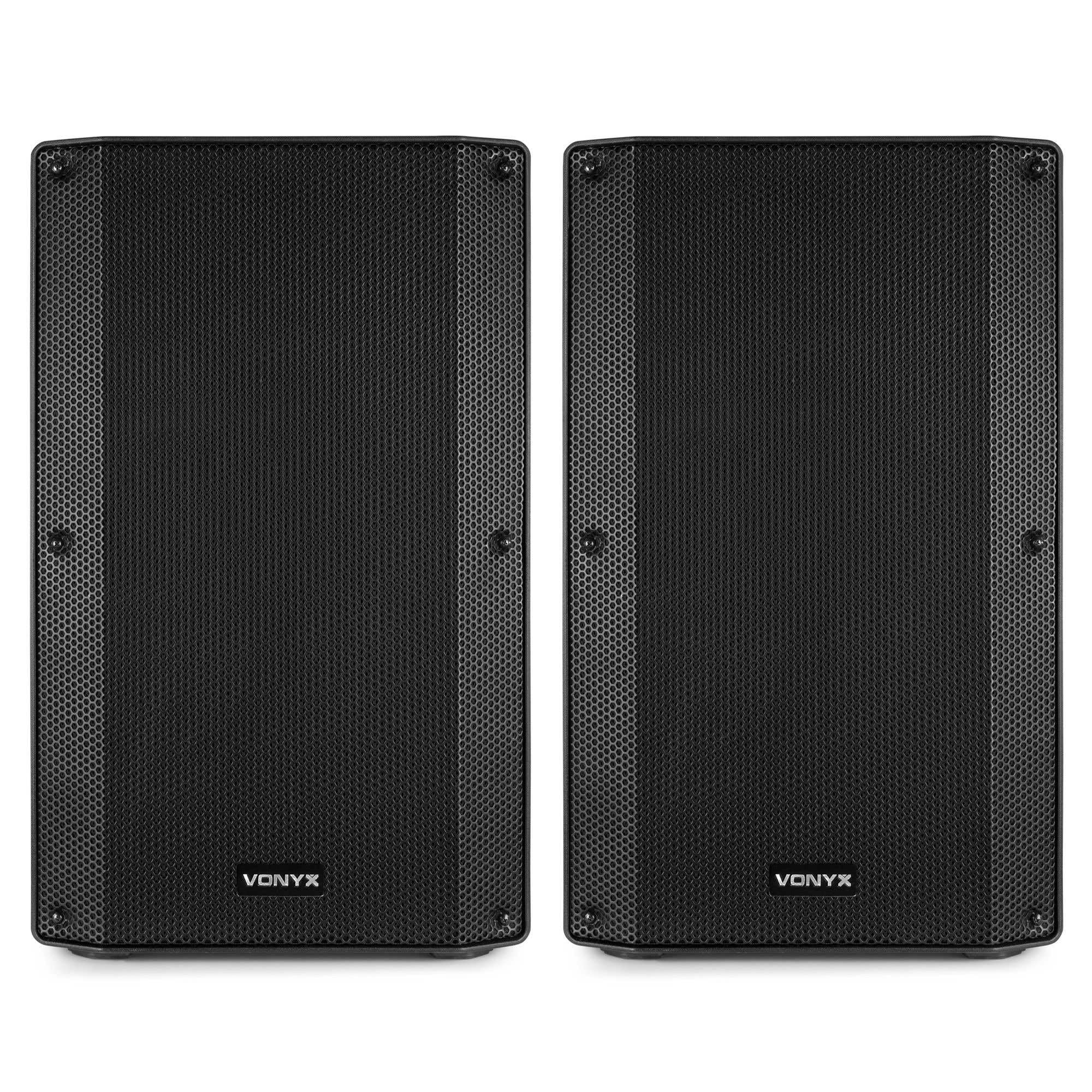 Vonyx VSA15P - Juego de Altavoces pasivos de 15" y 2000W totales, Carcasa ABS con Ruedas y Asas, Sonido Potente y versátil Ideal para DJ, Eventos, música y Voz en Directo