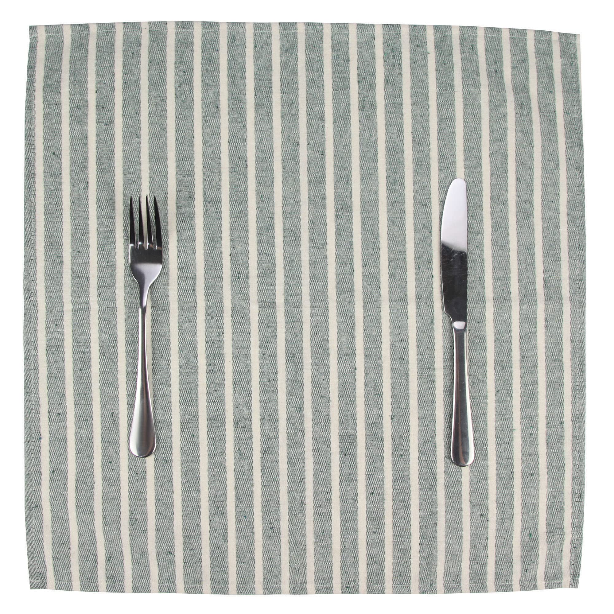 Lot de 12 Serviettes de Table Larges en Coton mélangé à Rayures pour fêtes de Noël, événements et Usage Domestique Vert 43,2 x 43,2 cm