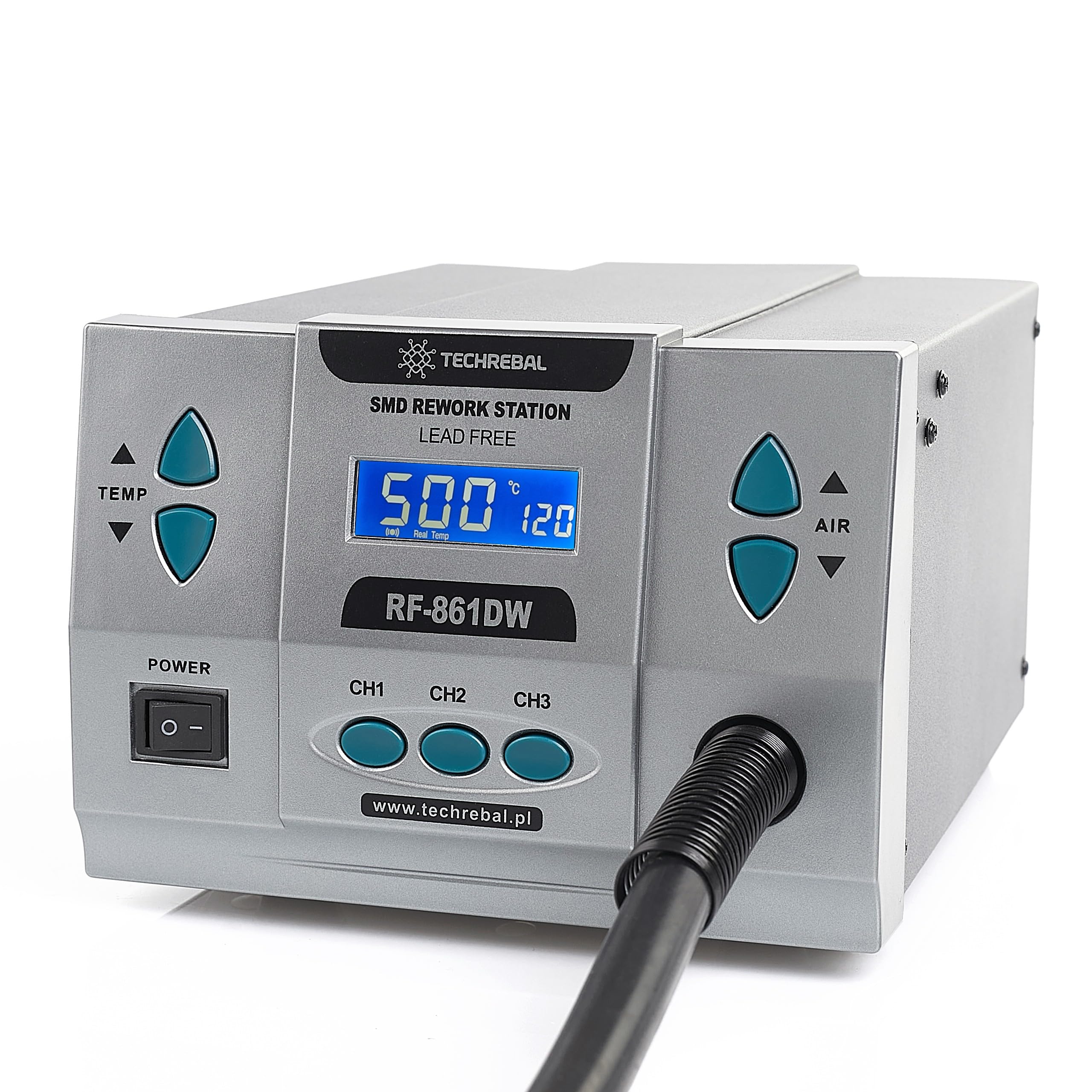 Stacja Lutownicza Hot Air TECHREBAL RF-861DW 1000W Spawarka Do Plastiku Stojak Na Kolbę Hot Air Mocna