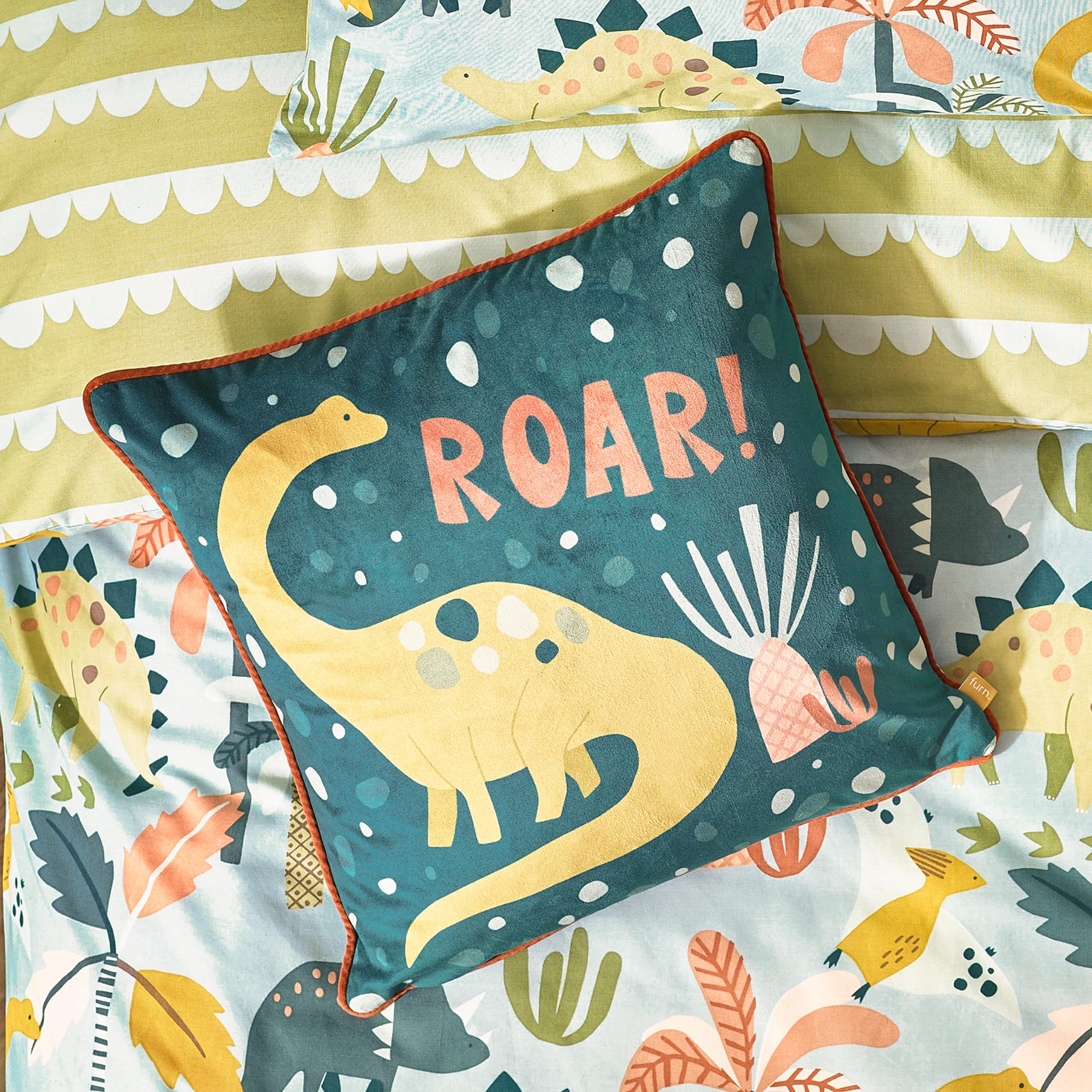 Little Furn. Roar Piped Velvet Polyester Filled Cushion from B&Q