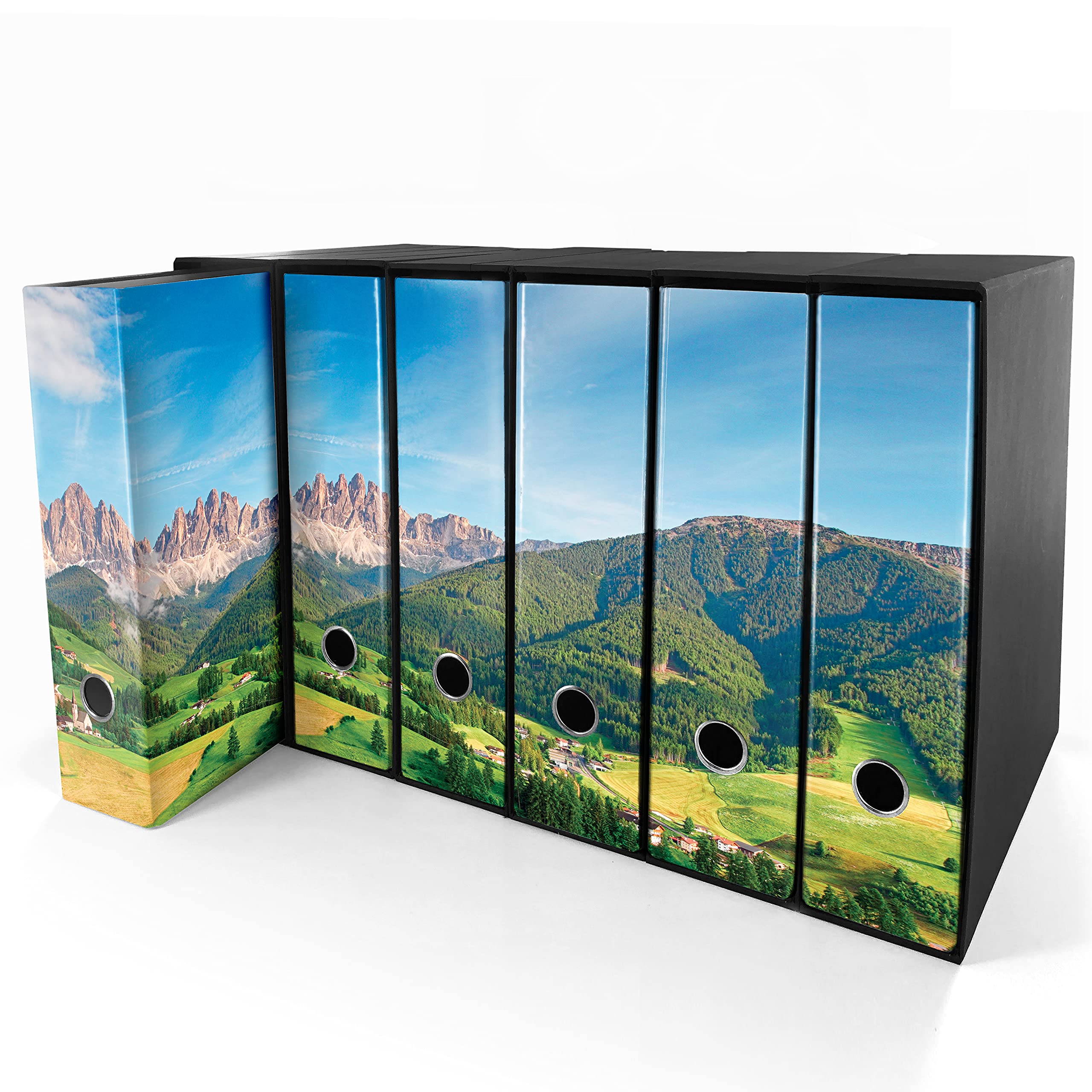 Set da 6 raccoglitori ad anelli - SCENARIO ALPINO (H31 cm con 4 anelli)