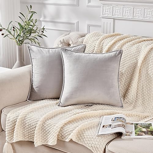 Miniatura 6 de GAWAMAY Juego de 2 fundas de almohada de terciopelo de 12 x 20 pulgadas con chenilla, fundas decorativas rectangulares de apoyo lumbar para sofá,