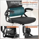 Chaise de bureau ergonomique, chaise de bureau de Mesh avec support Lombar, chaise d'arrière avec armoiries rabattables,400 lbs Comfy chaise d'ordinateur pour le bureau intérieur (noir)