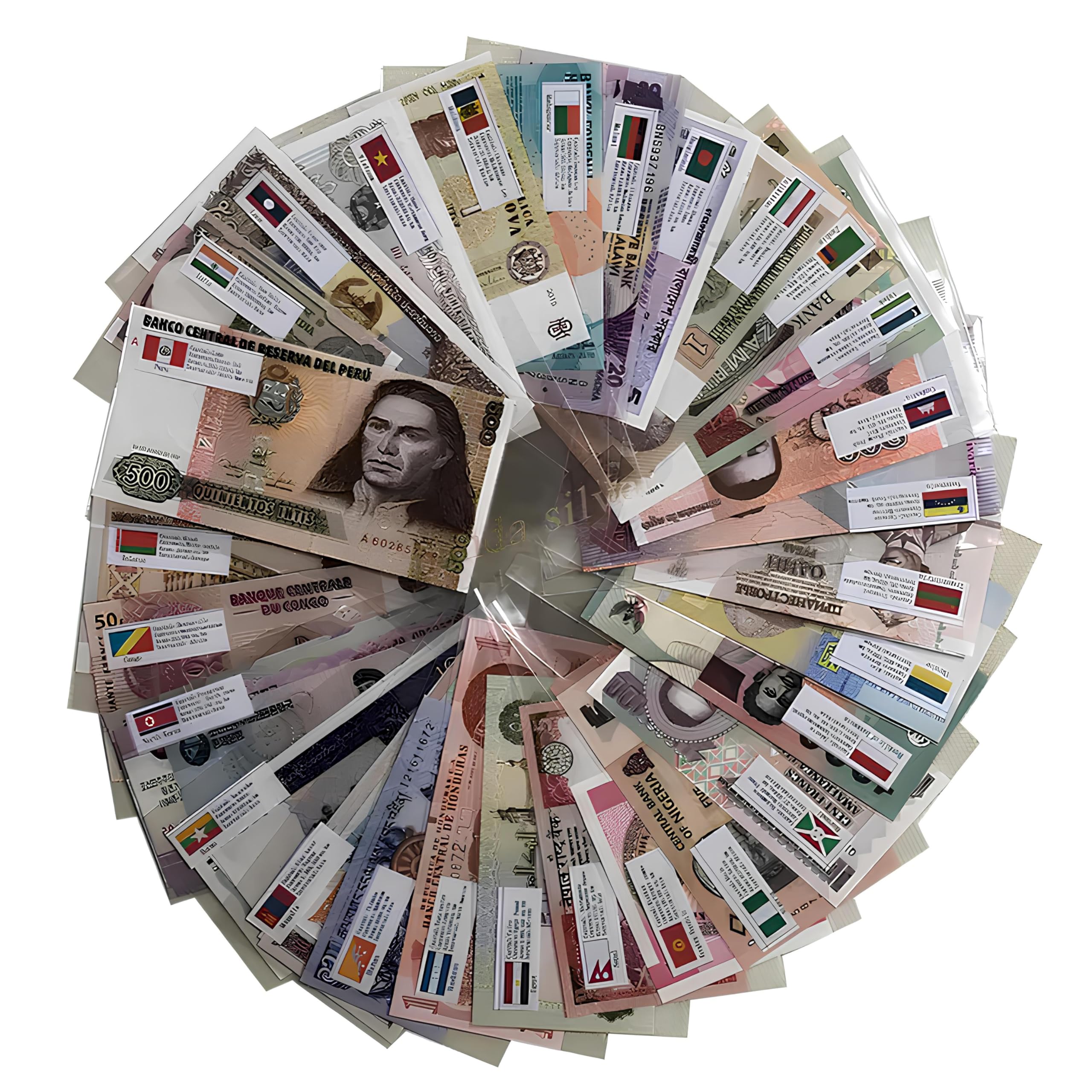 52 Different World Banknotes Collection - Real Currency from Various Countries - Educational & Collectible Money Set