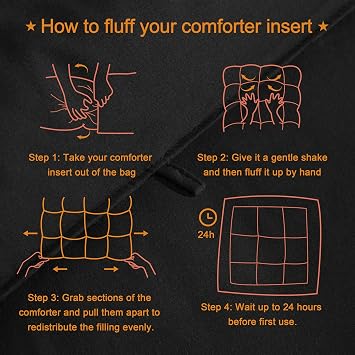 NTBAY Queen Comforter - Down Alternative Comforter Duvet Insert, All Season Bedding Quilted Duvet Insert with Corner Tabs, Machine Washable, Black