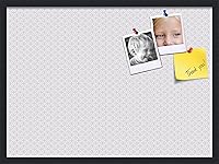 Vista 200 de PinPix Tablero de anuncios de corcho de 20 x 14 pulgadas. Este tablero decorativo enmarcado viene con diseño de círculos B W y un marco negro