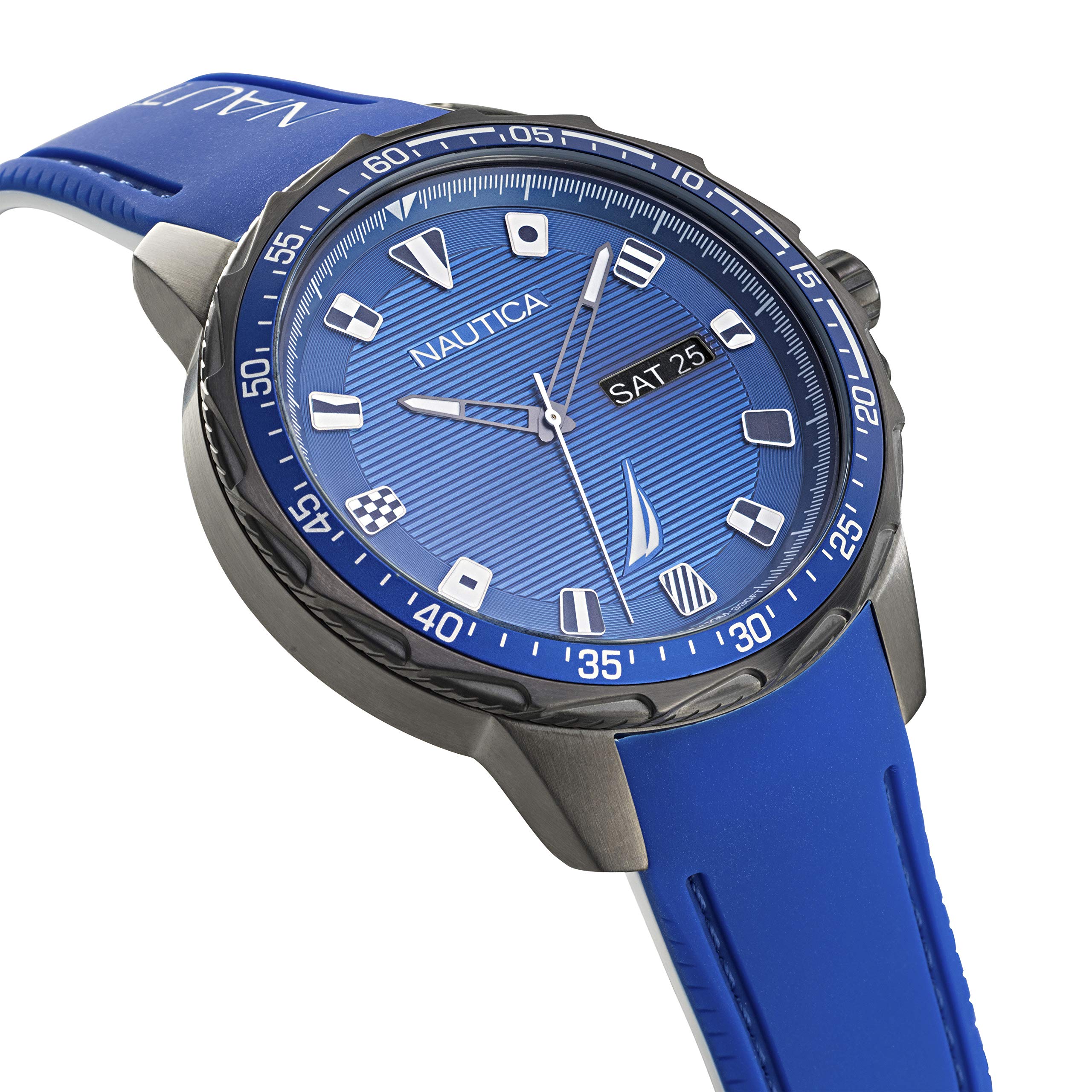 Nautica NACLF003 Coba Lake Orologio da uomo con cinturino in silicone grigio/blu/blu, Blu