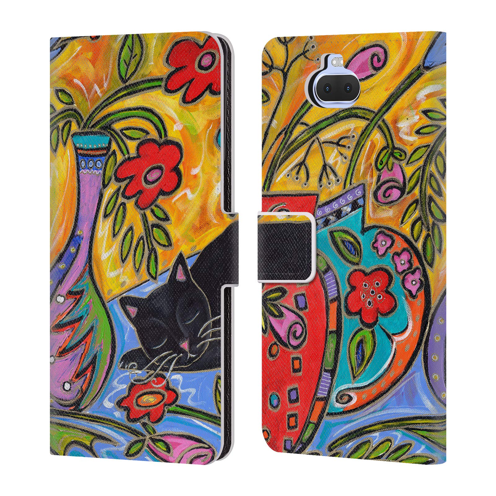 Head Case Designs Officially Licensed Wyanne Flower Shop Catnap Nature Leather Book Wallet Case Cover Compatible With Sony Xperia XA3 Ultra / 10+
