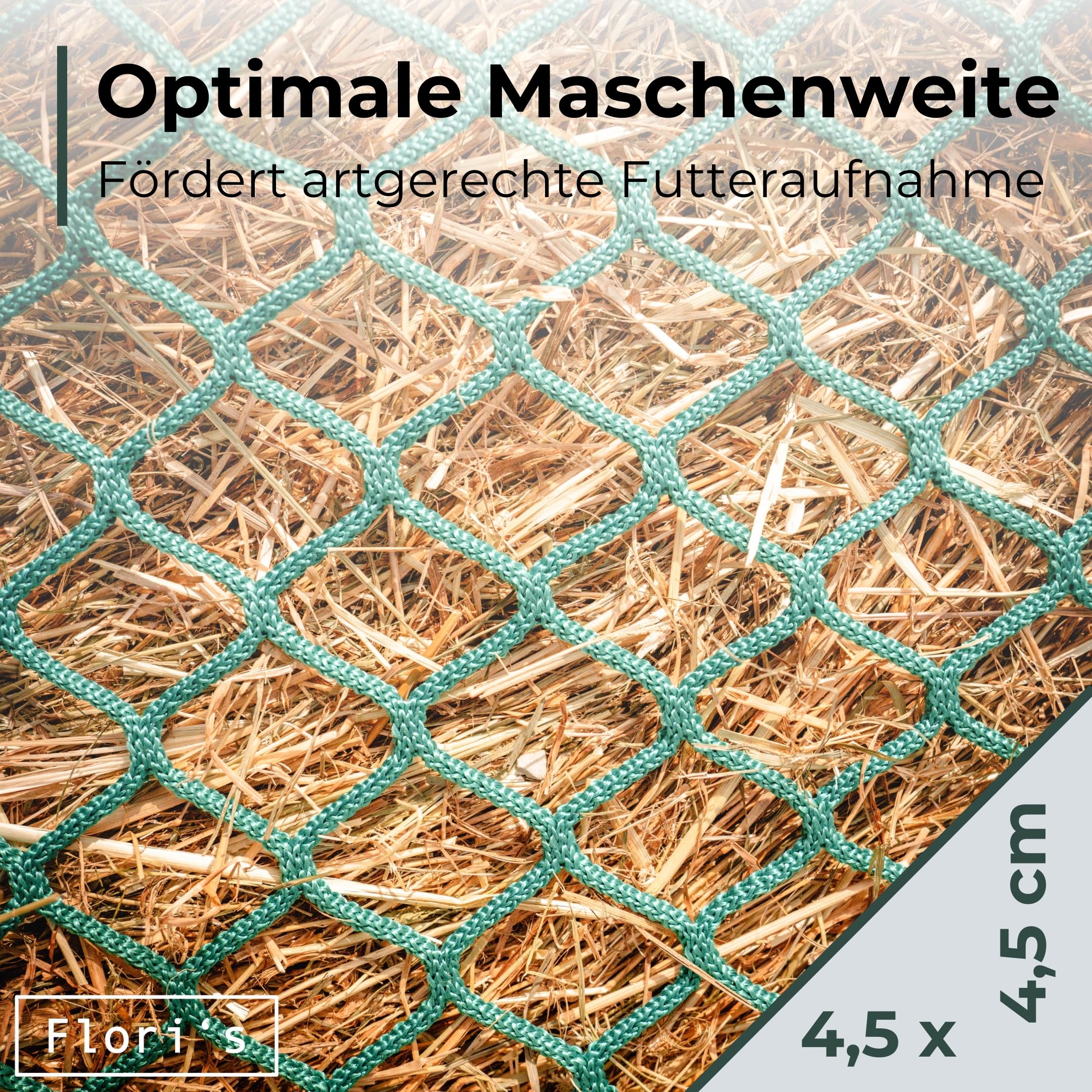 Flori's Heunetz Rundballen ø 150 cm Höhe 150 cm Maschenweite 4,5 x 4,5 cm für Pferde
