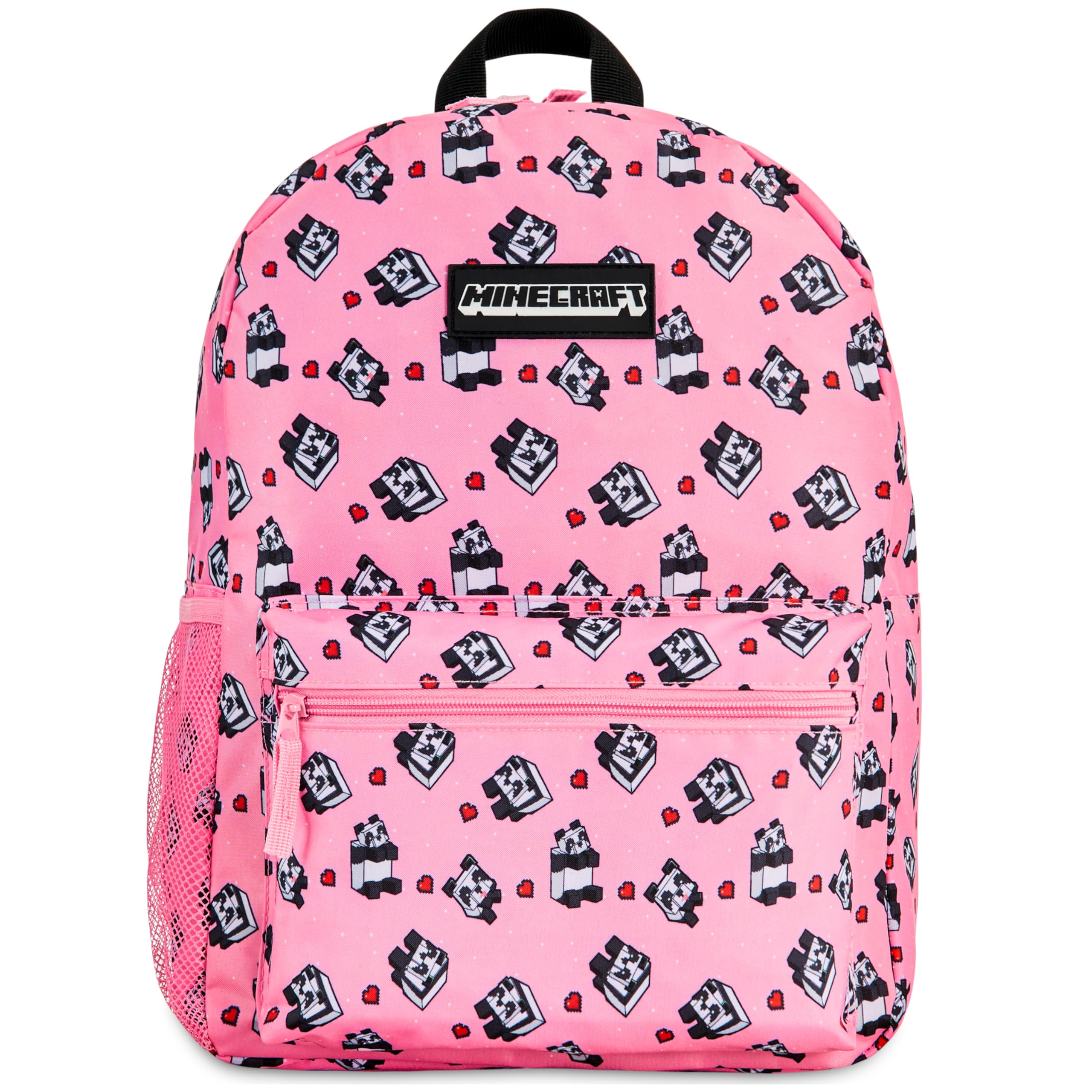 Minecraft Backpack for Boys Kids Teens Adjustable Straps Front Pocket Daypack Backpacks for Sports Gym School Gamer Gifts (Pink)