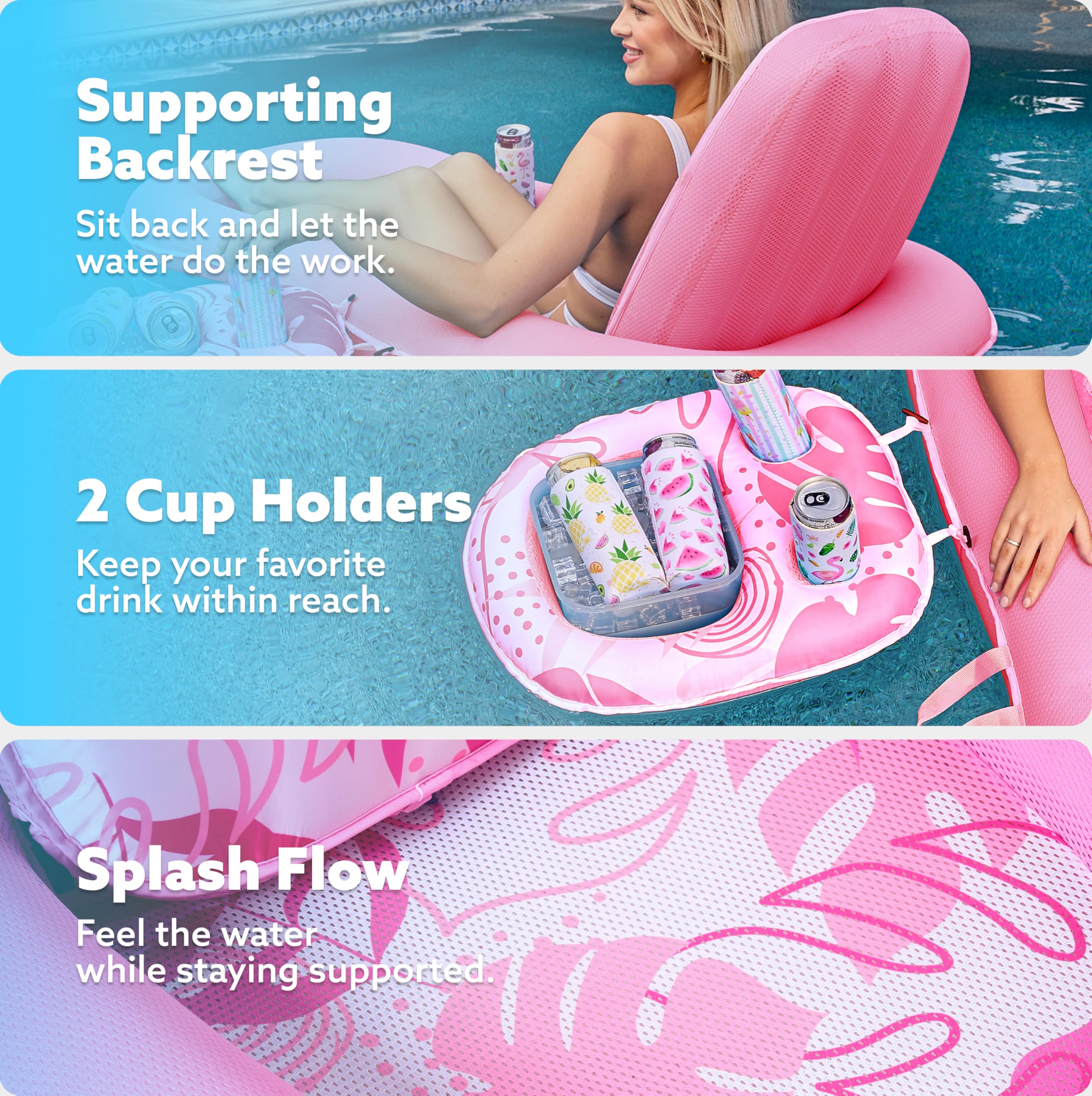 SLOOSH Pool Floats Lounger Adult, Fabric Tanning Pool lounger - Image 3