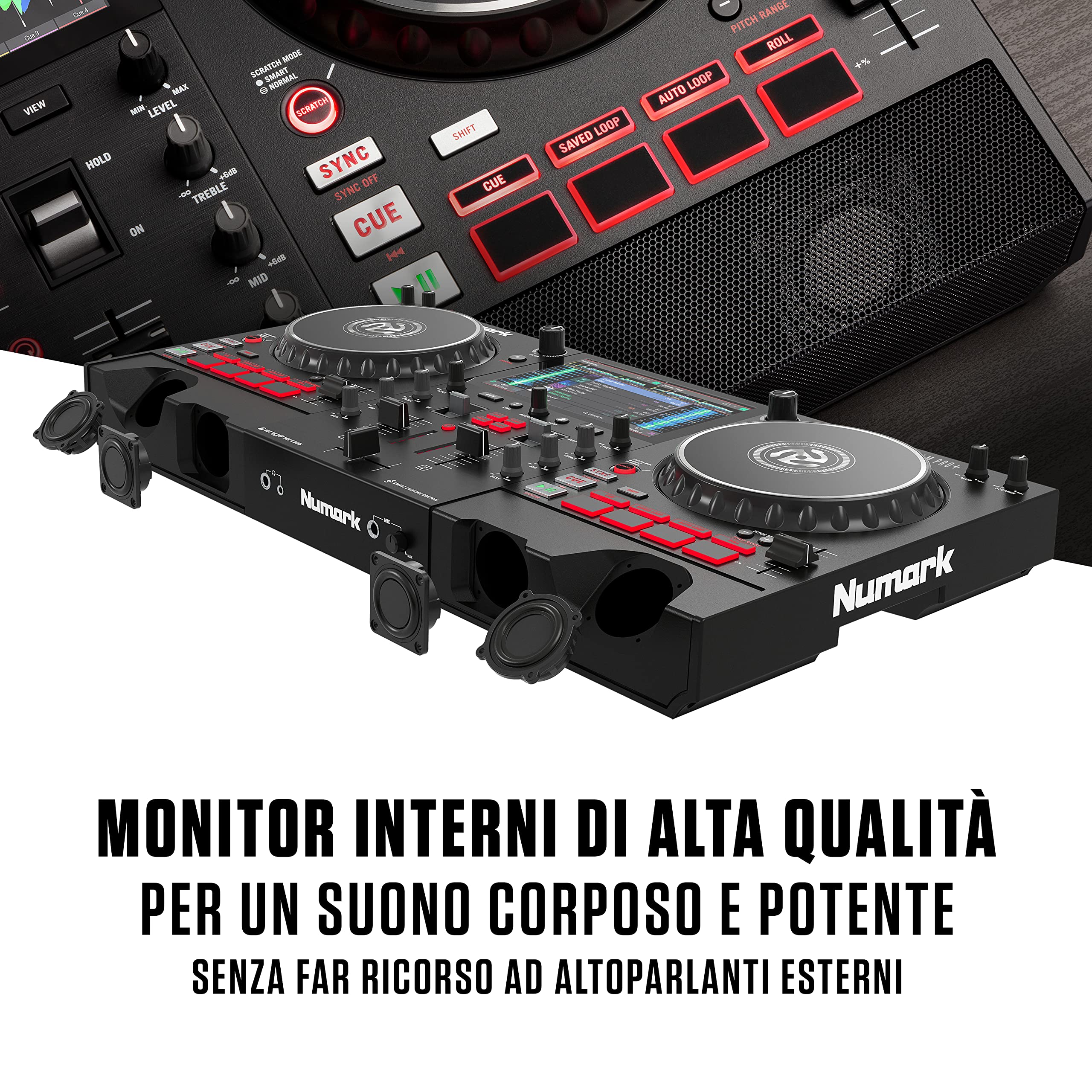 Numark Mixstream Pro+ DJ Controller z separacją stem, 2 deck, Wi-Fi, 7" touchscreen, Serato & Virtual DJ