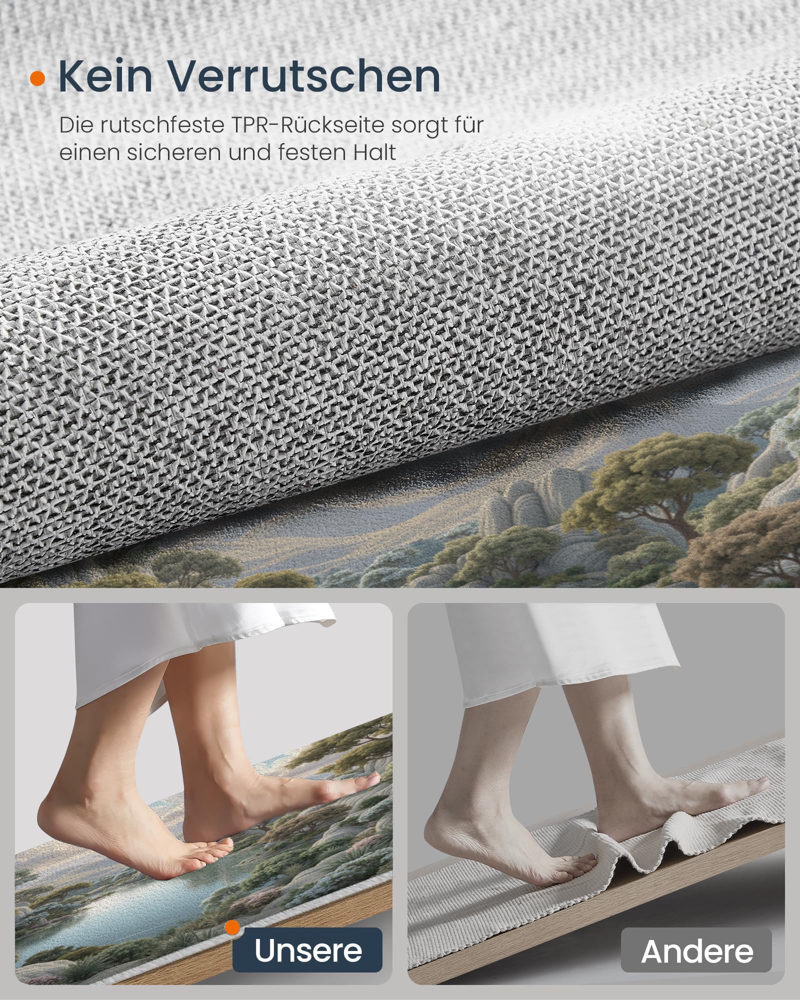 Zerbino Fiumi Montagne per Interni 60 x 90 cm, Zerbino Ultra Sottile Tranquillo Paesaggio Naturale, Tappeti Lavabili per L'ingresso, Basso Profilo Che Cattura Lo Sporco, Tappetini per L'ingresso