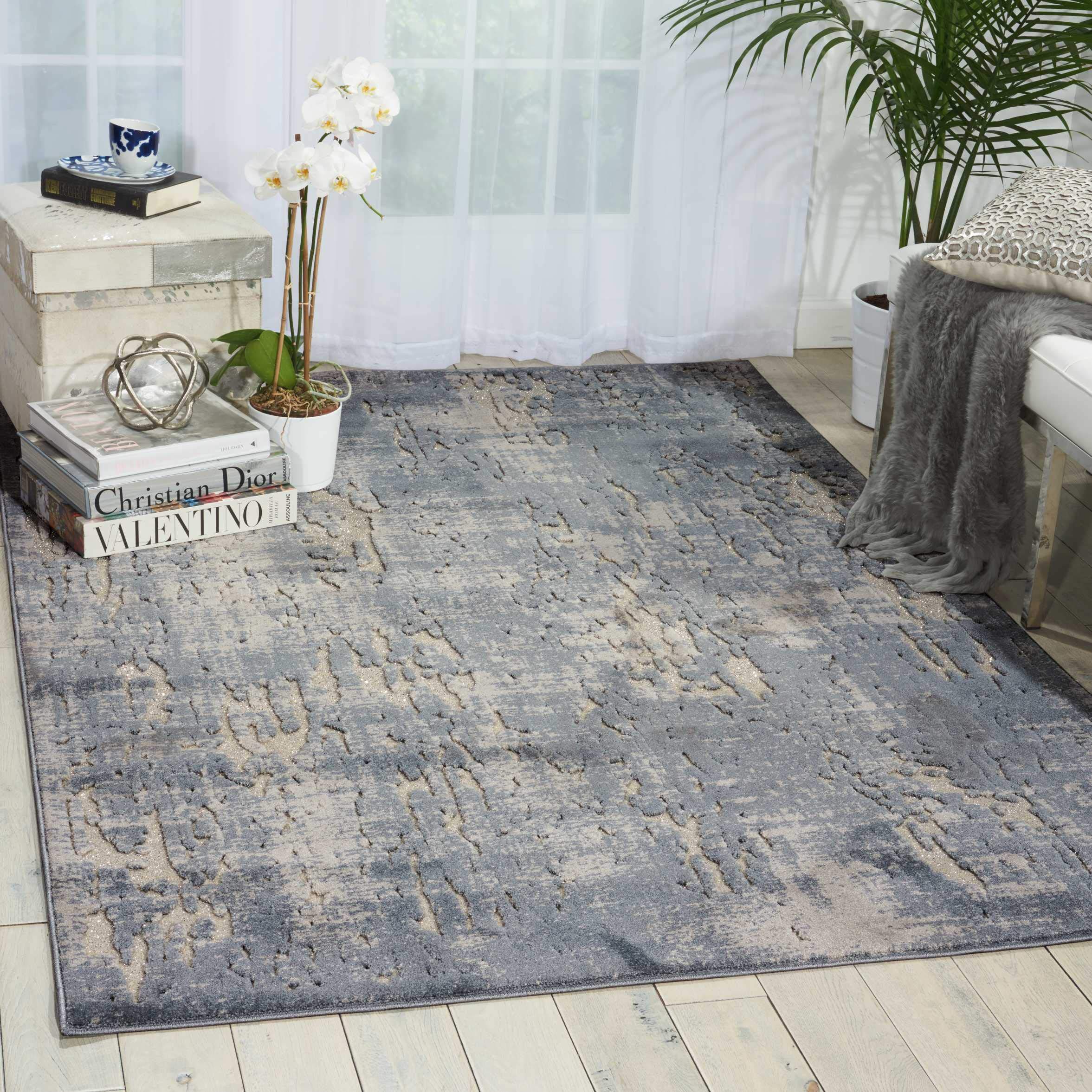 Michael Amini Gleam Abstract Slate 4' x 6' Area Rug , 3'10" x 5'10"