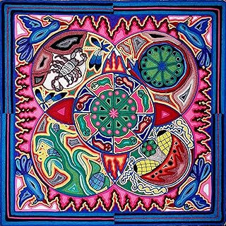 La Casa di Frida Los Lugares Sagrados, Quadro Huichol, Arte Shamanica Messicana, 60 x 60 cm