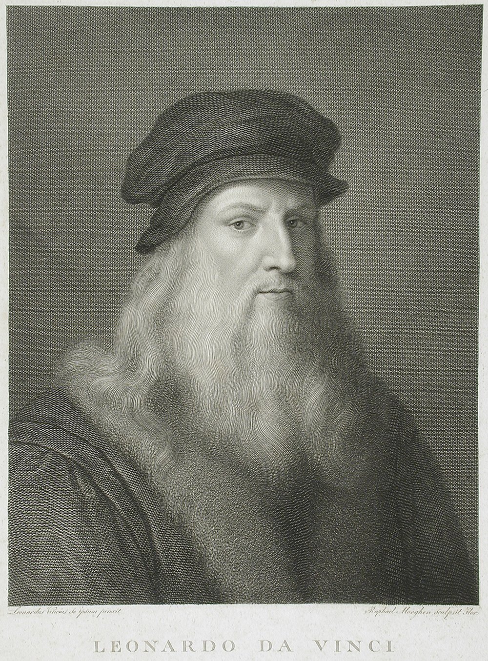 Decoración de Leonardo Da Vinci: retrato con barba, impresión mate mediana