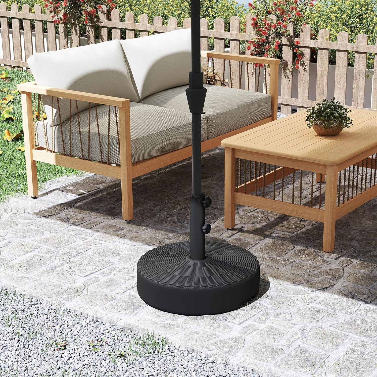 C-Hopetree 88 lb Heavy Duty Water Fillable Round Base Stand Weight for Patio Outdoor Market Table Umbrella, Black