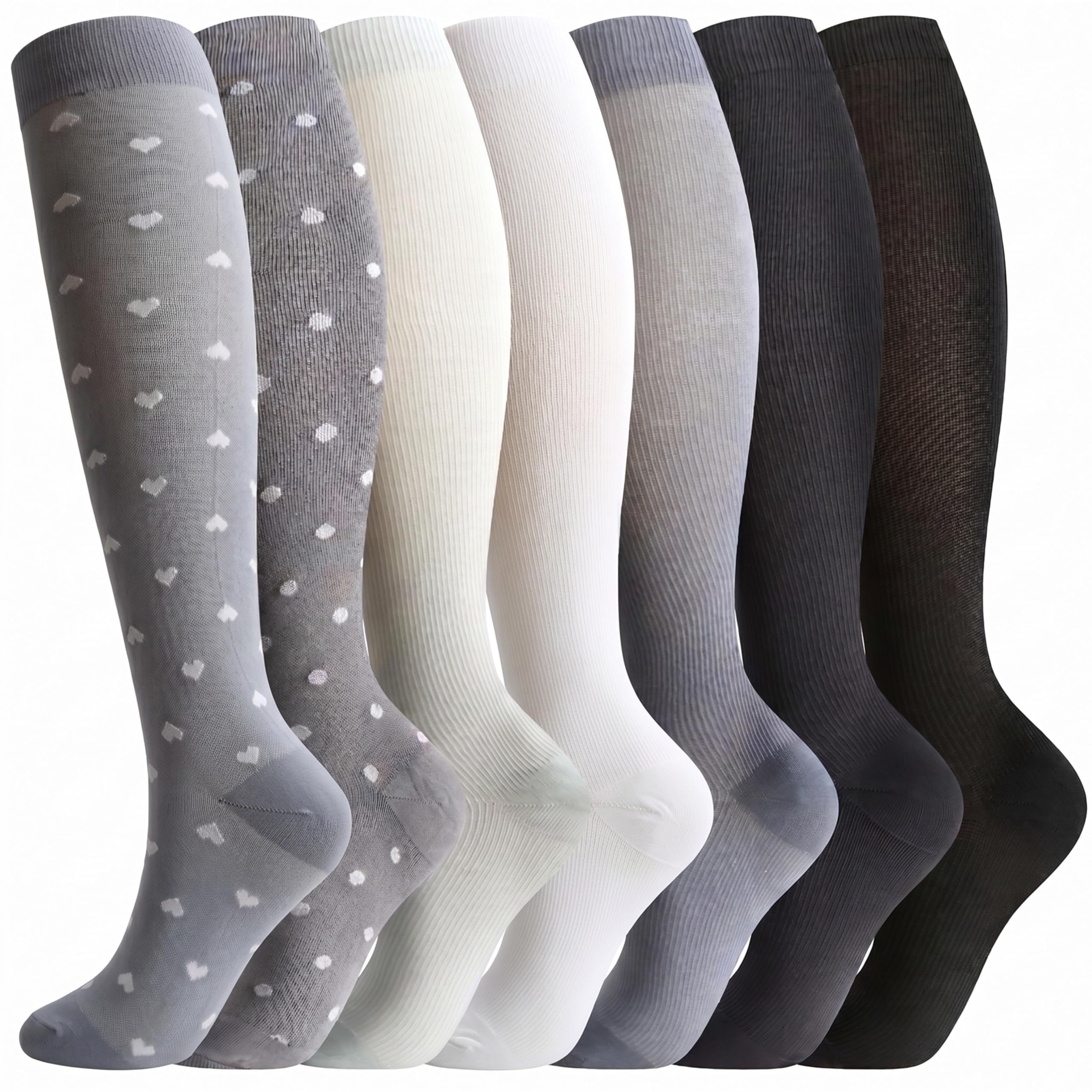 Odtmger Kompressionsstrümpfe (7 Paar) für Damen und Herren, Durchblutung, 20-30 mmhg. Die hohen Socken sind die beste Unterstützung für Laufen, Radfahren, Schwarz, Größe