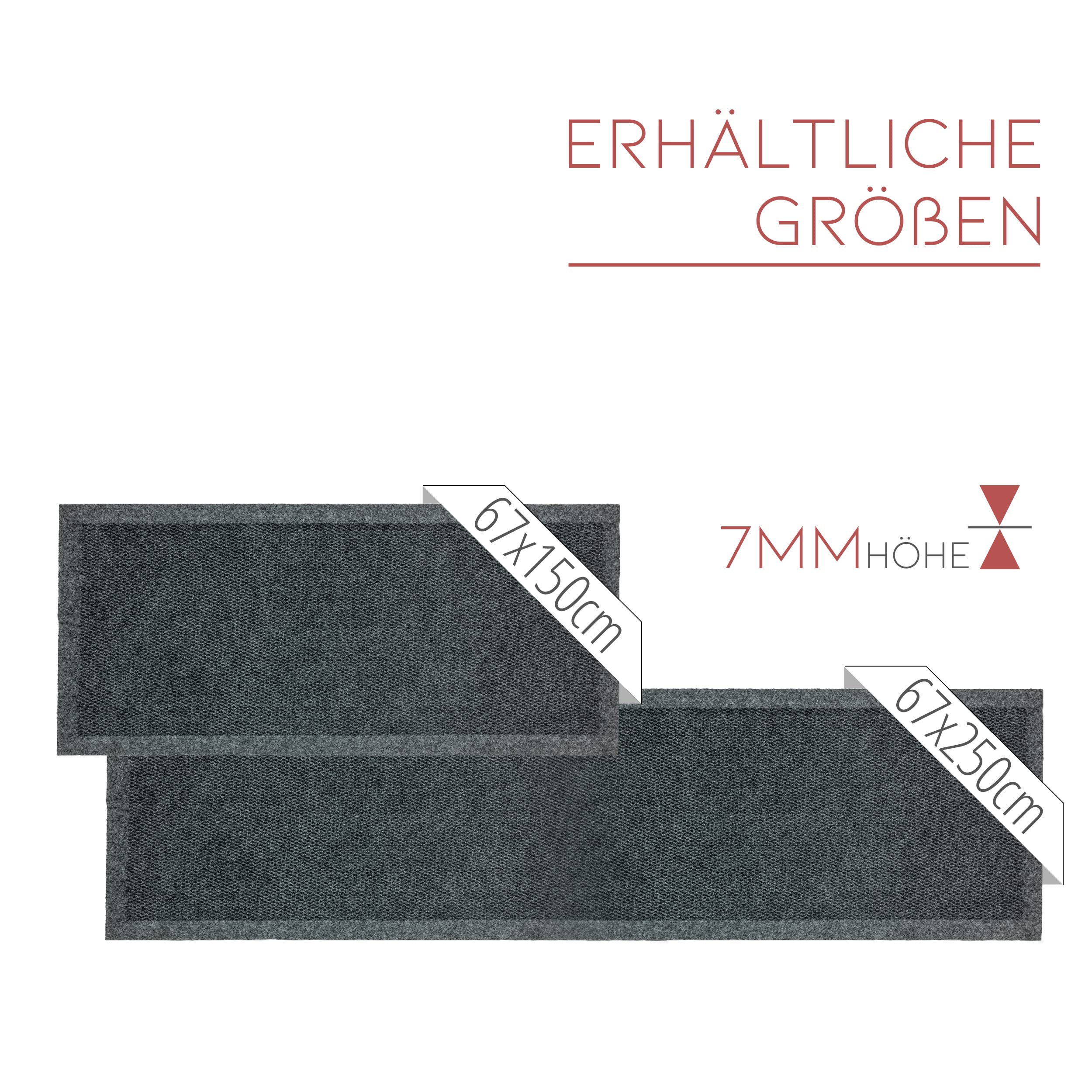 Astra Fußmatte innen rutschfest 67x250 cm - Schmutzfangmatte Silber Küchenläufer Flur Läufer - robuste Fußabtreter Sauberlaufmatte wasserabweisend