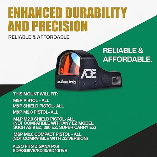 Miniatura 3 de ADE Advanced Optics RD3-009 5 MOA - Mira de punto rojo con placa de montaje para pistolas Smith & Wesson MP M&P, M&P 2.0, SD9VE, SD40VE + montaje
