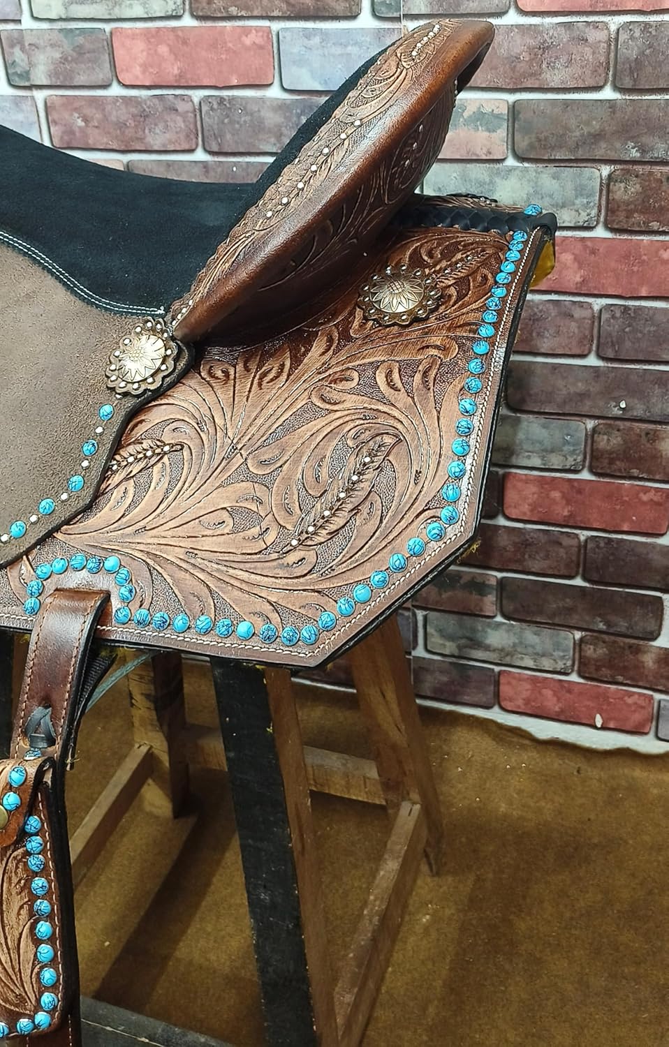 Barrel Saddle Racing Western Wooden Tree Horse Saddle Handmade Premium Leather Comfort Horse Trail Equestrian Tooled Carved Horse Saddle for Riding Size: 10-18 inches Seat,