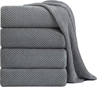 Smuge Extra Large 35x70 Microfiber Bath Towel Set of 4 - Super Soft, Quick Dry, Highly Absorbent Gray Bath Sheets