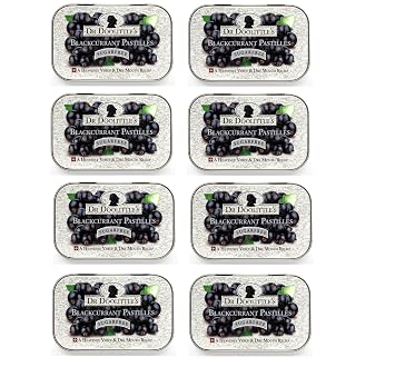 DOOLITTLE Dr Sugar Free Soft Fruit Pastilles for Voice and Throat, Blackcurrant Flavor, 2.12 Ounce Tin, Approximately 25 Count Package, 8 Pack