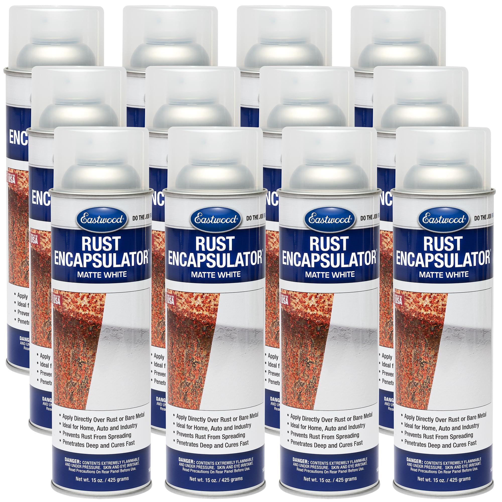 Eastwood White Rust Encapsulator 15 oz Aerosol Prevents Rust Corrosion Epoxy Fortified Low VOC Formula | 12 Pack