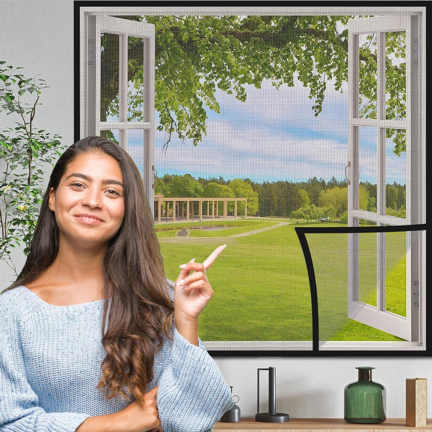 NinthKey Window Mosquito Net (Size-100x120 cms/39 * 47 Inches/3.28 * 3.94 Feet, Color-Grey), 120 GSM Fiberglass Insect Net with Strong Self Adhesive Hook and Loop Tape (B0CH9Q1F92) Amazon Price History, Amazon Price Tracker