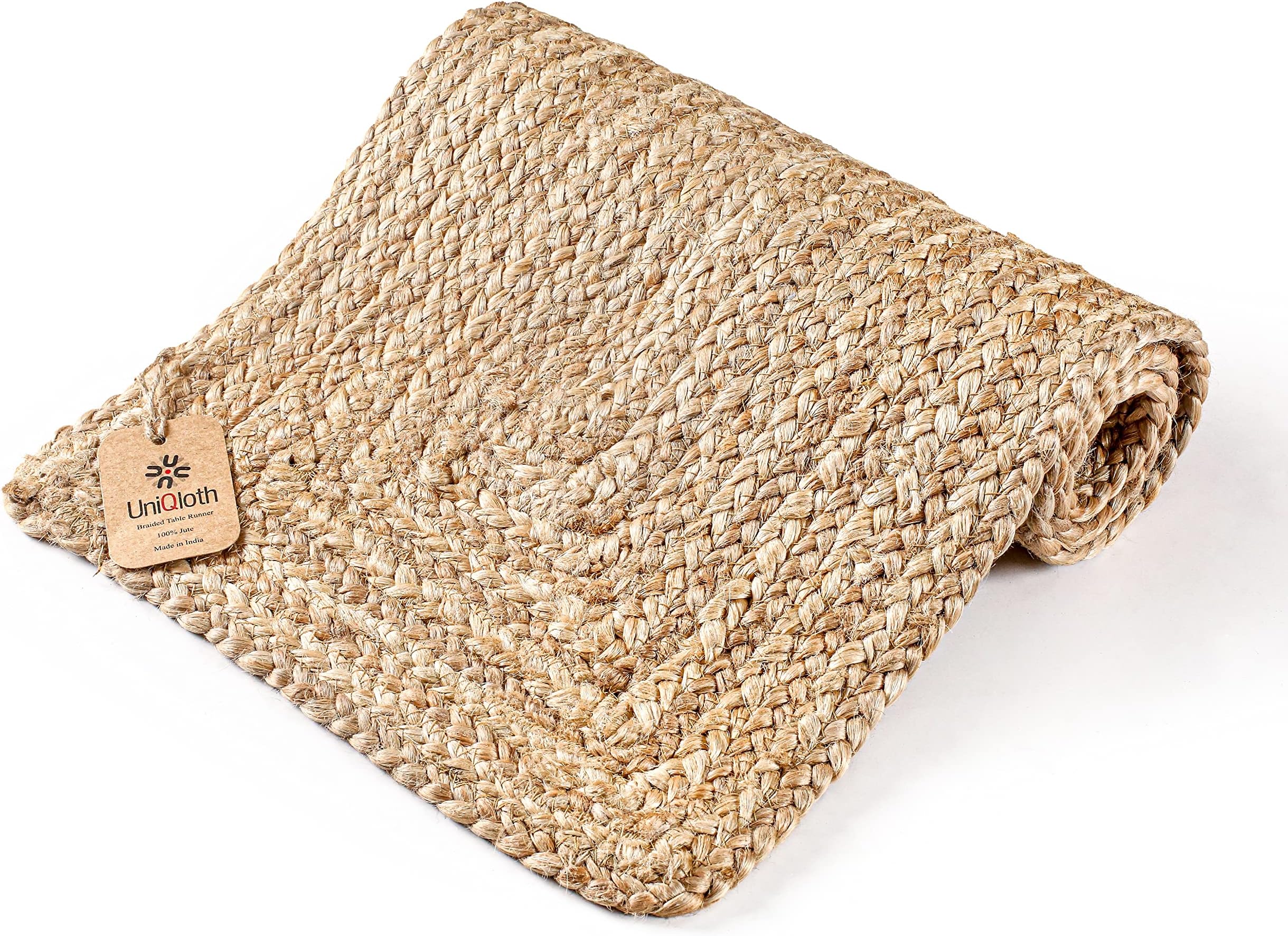 Tiny Break Diamond Weave Cotton Natural Jute Table Runner
