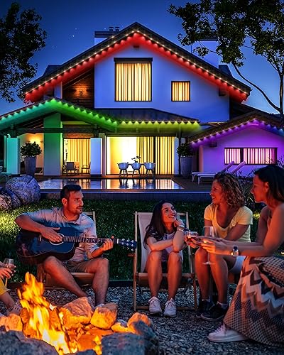 Miniatura 5 de VCOKEN Luces permanentes para exteriores, 63.6 pies con 36 luces LED de Navidad para exteriores con control remoto de aplicación, modos de escena de