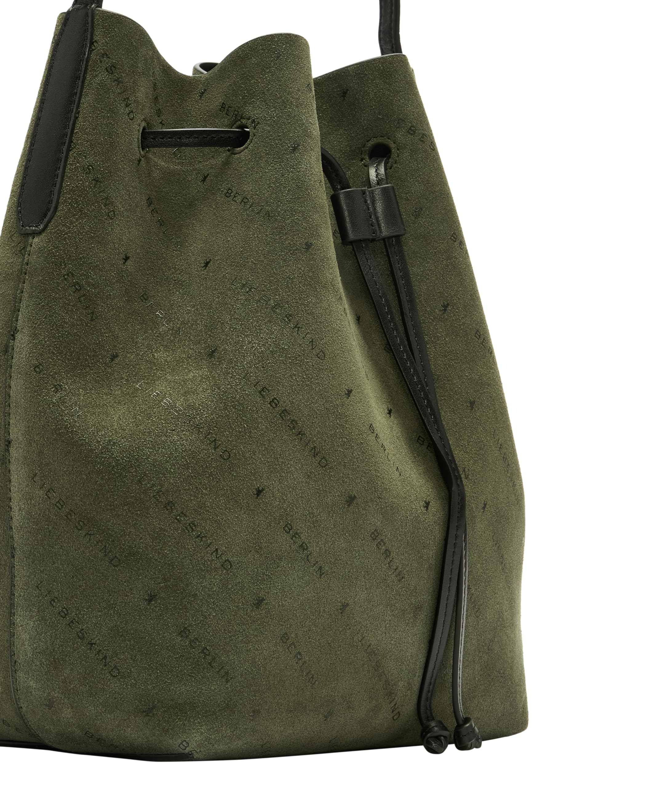 LIEBESKIND Berlin Bucketbag M MONOGRAM Suede forest
