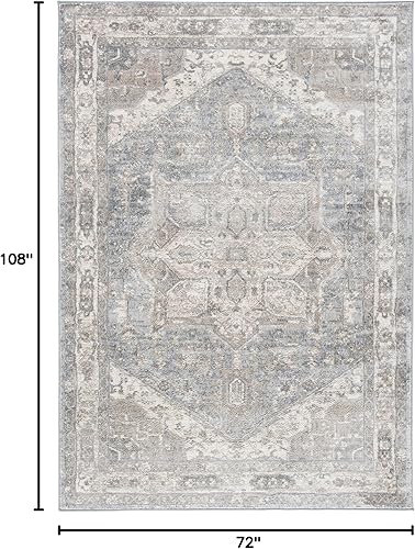 Miniatura 2 de SAFAVIEH Brentwood Collection - Alfombra de área de 6 x 9 pies, diseño desgastado de medallón, no desprende pelusa y de fácil cuidado, ideal para