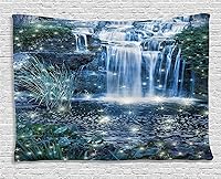 Vista 128 de Ambesonne Tapiz hawaiano, Costa Na Pali en la isla de Kauai en Hawái, día soleado, horizonte de montaña, colgante de pared para dormitorio, sala