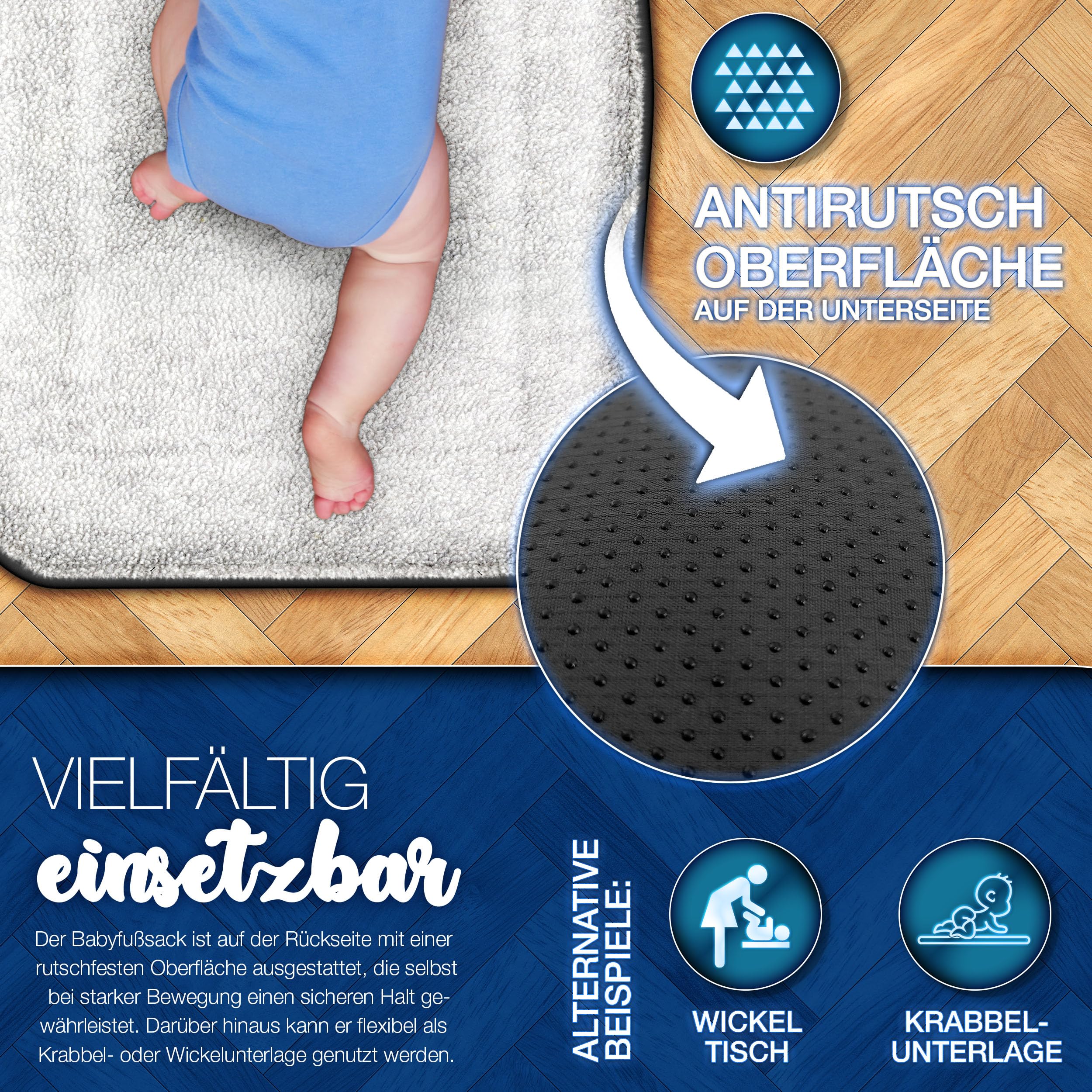 KIDUKU Winterfußsack für Kinderwagen Buggy - Babyfußsack waschbar | Fußsack Babyschale mit Reißverschluss & Tasche