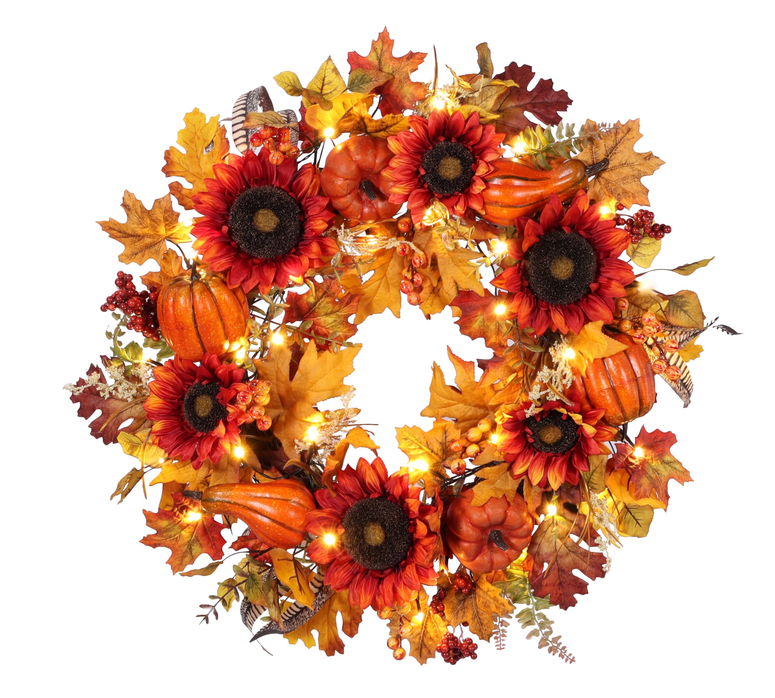 Couronne tournesols lumineuse 35 LED 8 modes flash grand diamètre 71cm