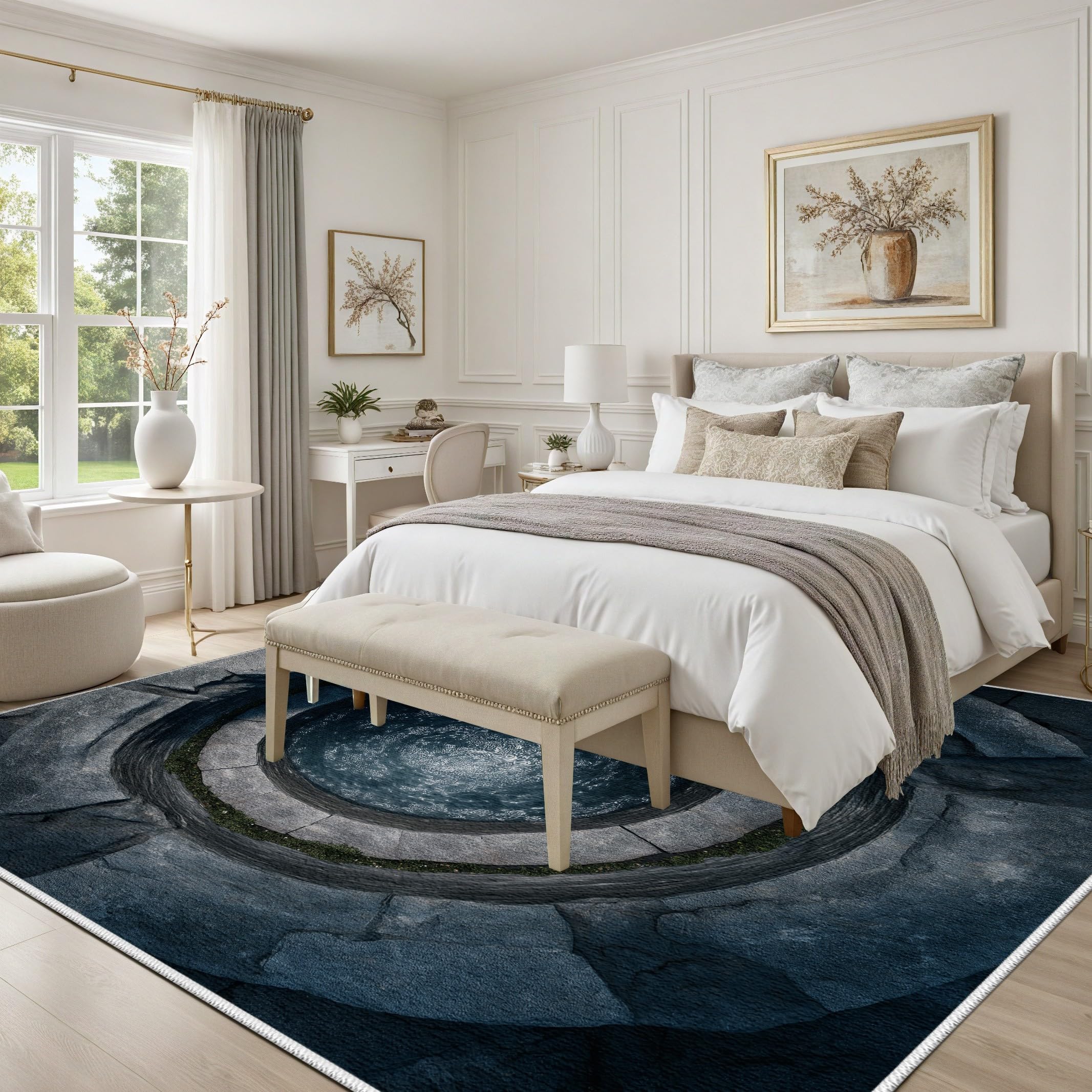 Tapis Trompe l'oeil 3D - Tapis De Sol Pierre Eau Antidérapant 120x170 cm, Tapis Illusion D'optique 3D Vortex Trou Lavable Moelleux Poils Courts pour Salon Interieur Chambre