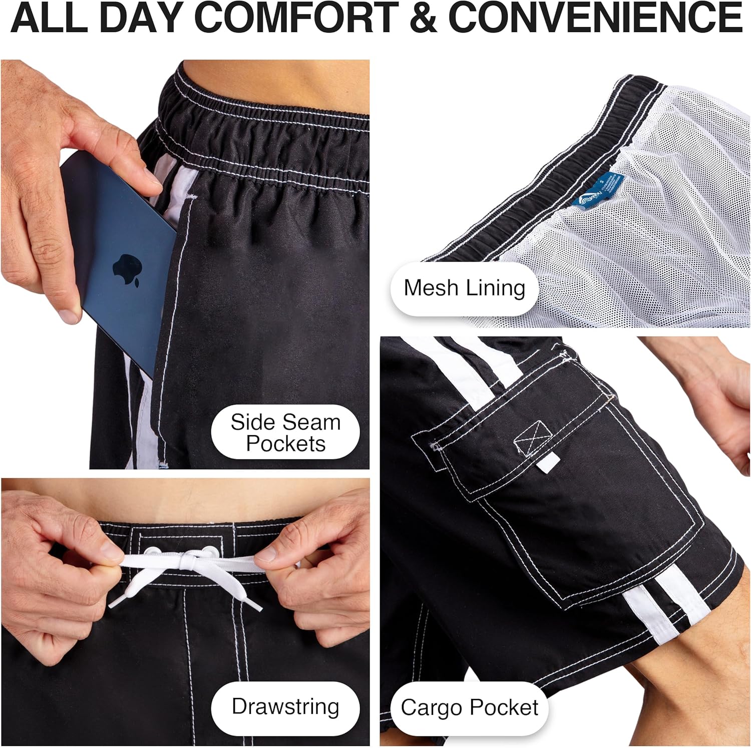 Kanu Surf Mens Barracuda Swim Trunks (Regular & Extended Sizes) - Image 3