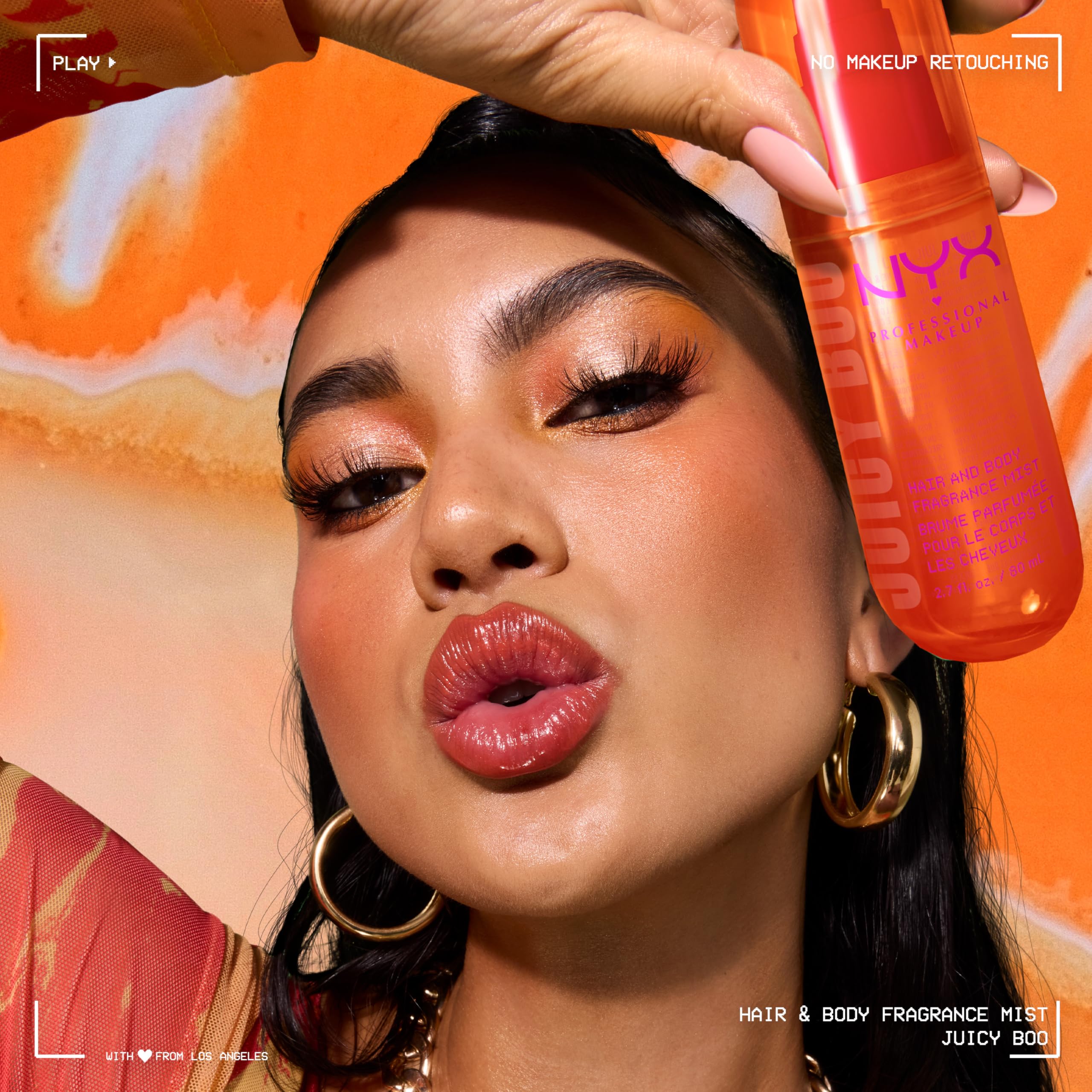 NYX Professional Makeup Fat Oil Body Mist Spray Corpo e Capelli, Fragranza Dolce, Effetto Delicato, Note di Clementina e Mango, Juicy Boo, 160 ml