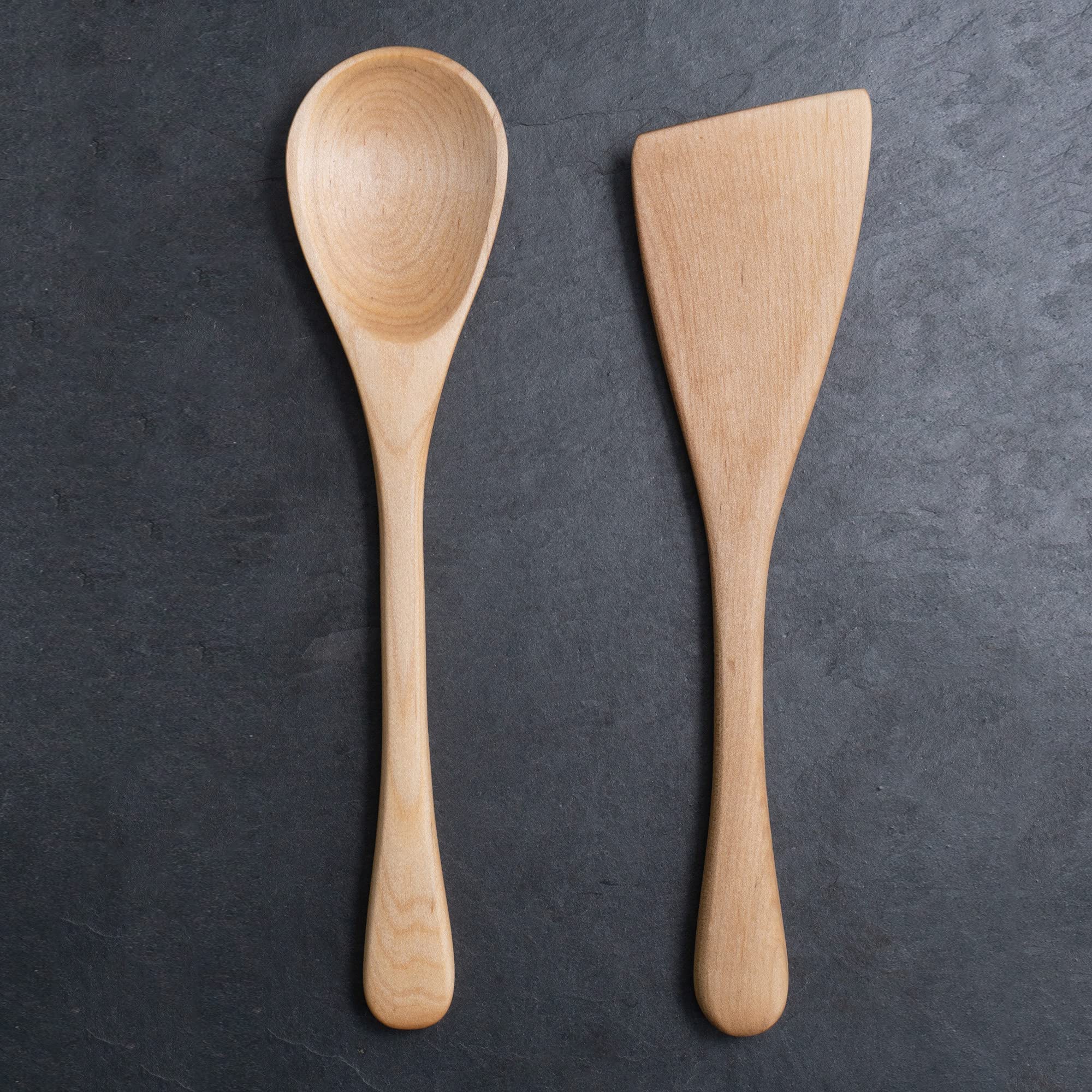 Handgefertigtes Küchenhelfer-Set aus Holz, 30,5 cm Löffel und Spatel, hergestellt in den USA, Ahorn-Kochutensilien