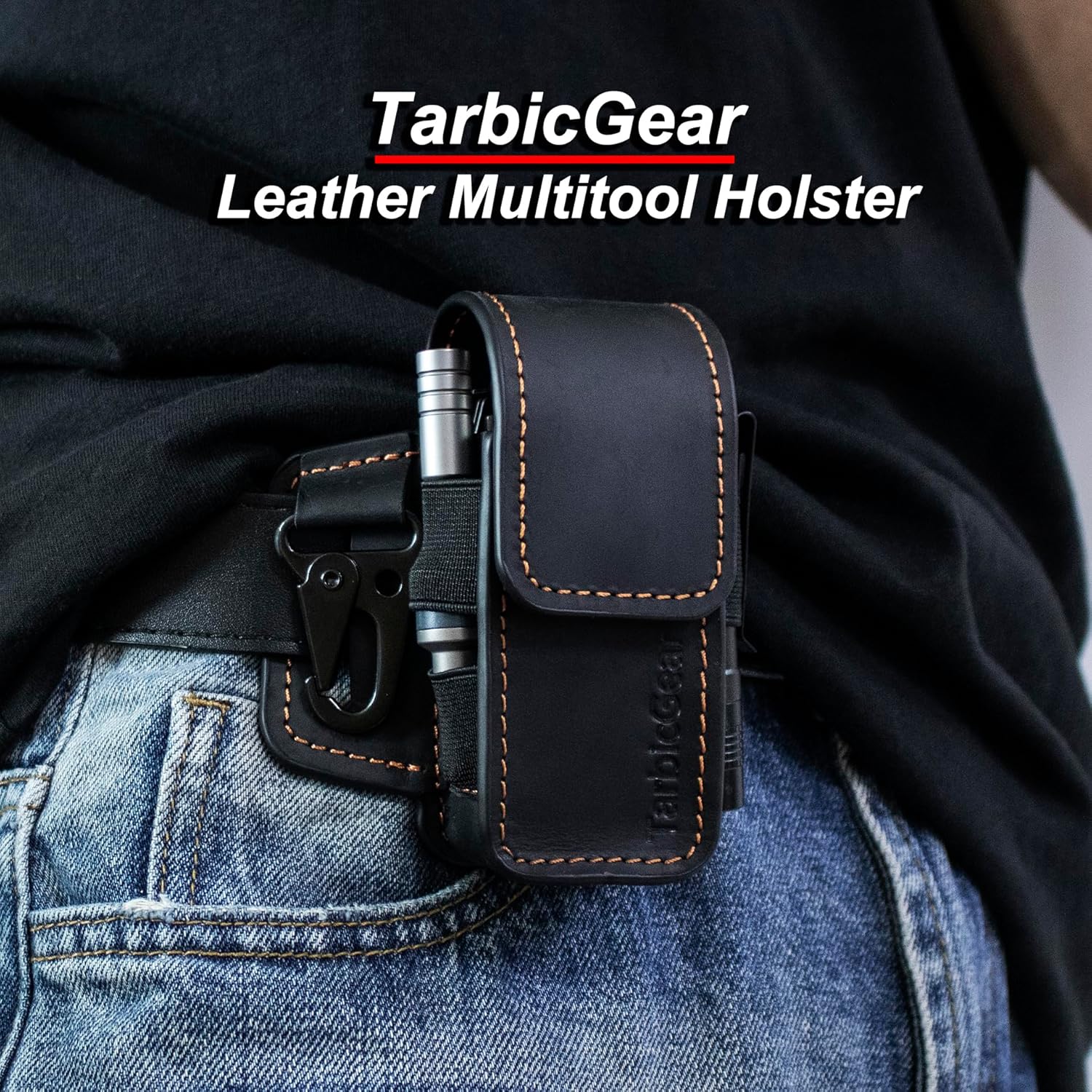 Leather Multitool Sheath for Belt, Multitool Holster with Belt Clip for Men, Pocket Organizer for Work, Fits for Leatherman, SOG, Gerber Tools - Image 2