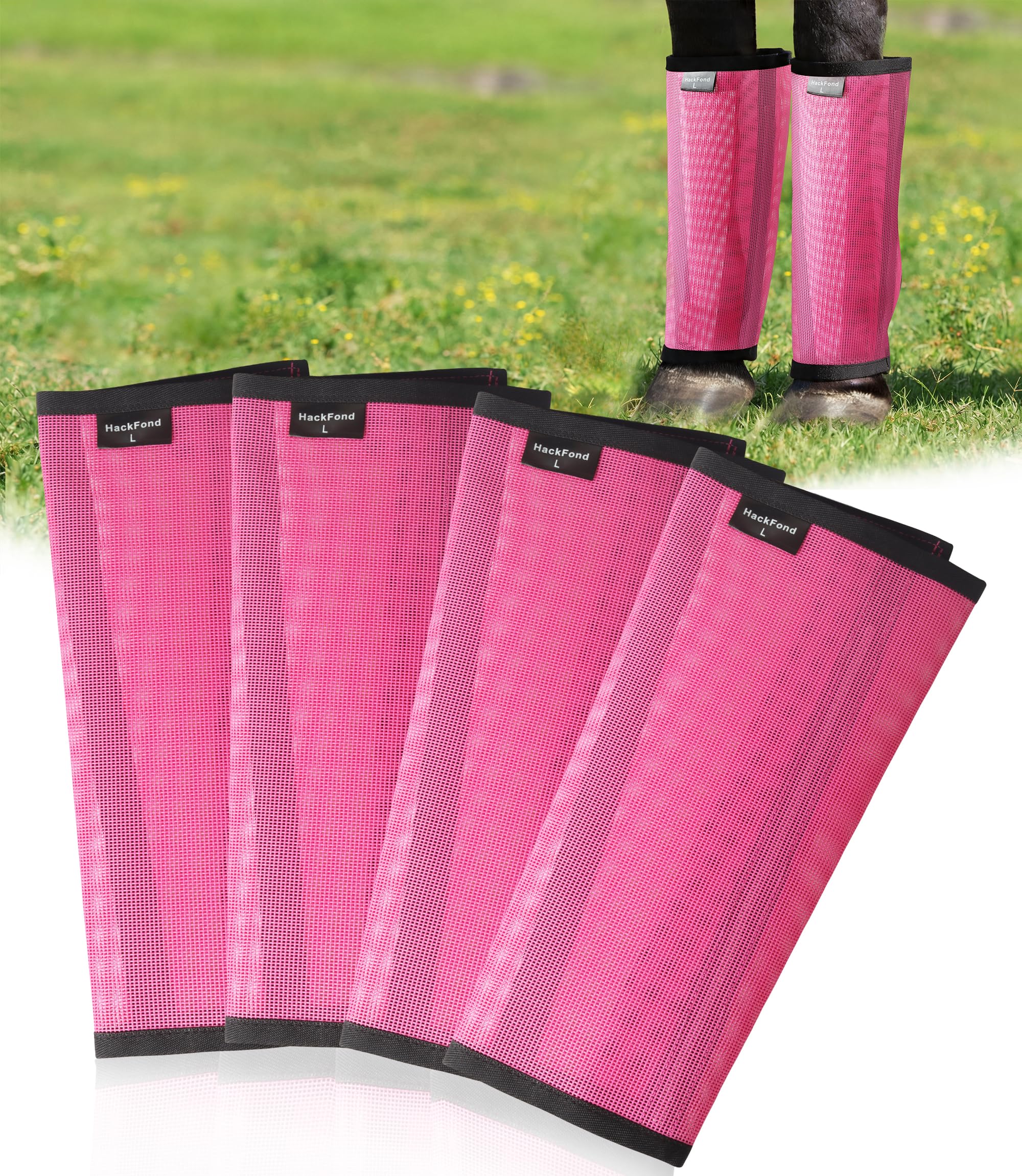 Botas de malla transpirable para caballo, vendas para piernas equinas para protección contra insectos y arañazos, cómodos protectores de patas de caballo para pasto, equitación y uso diario
