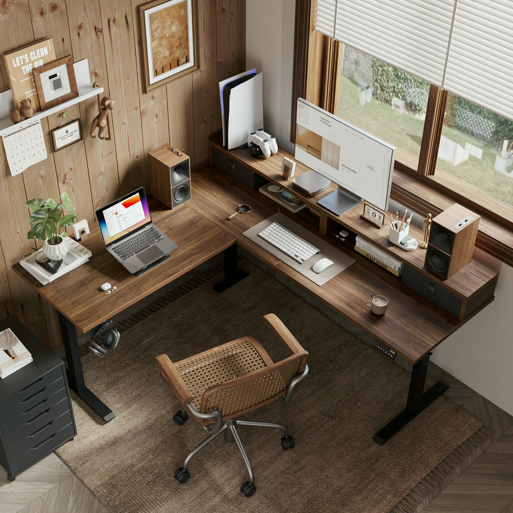Snapklik.com : Agilestic 63 X 55 INCH L Shaped Electric Standing Desk