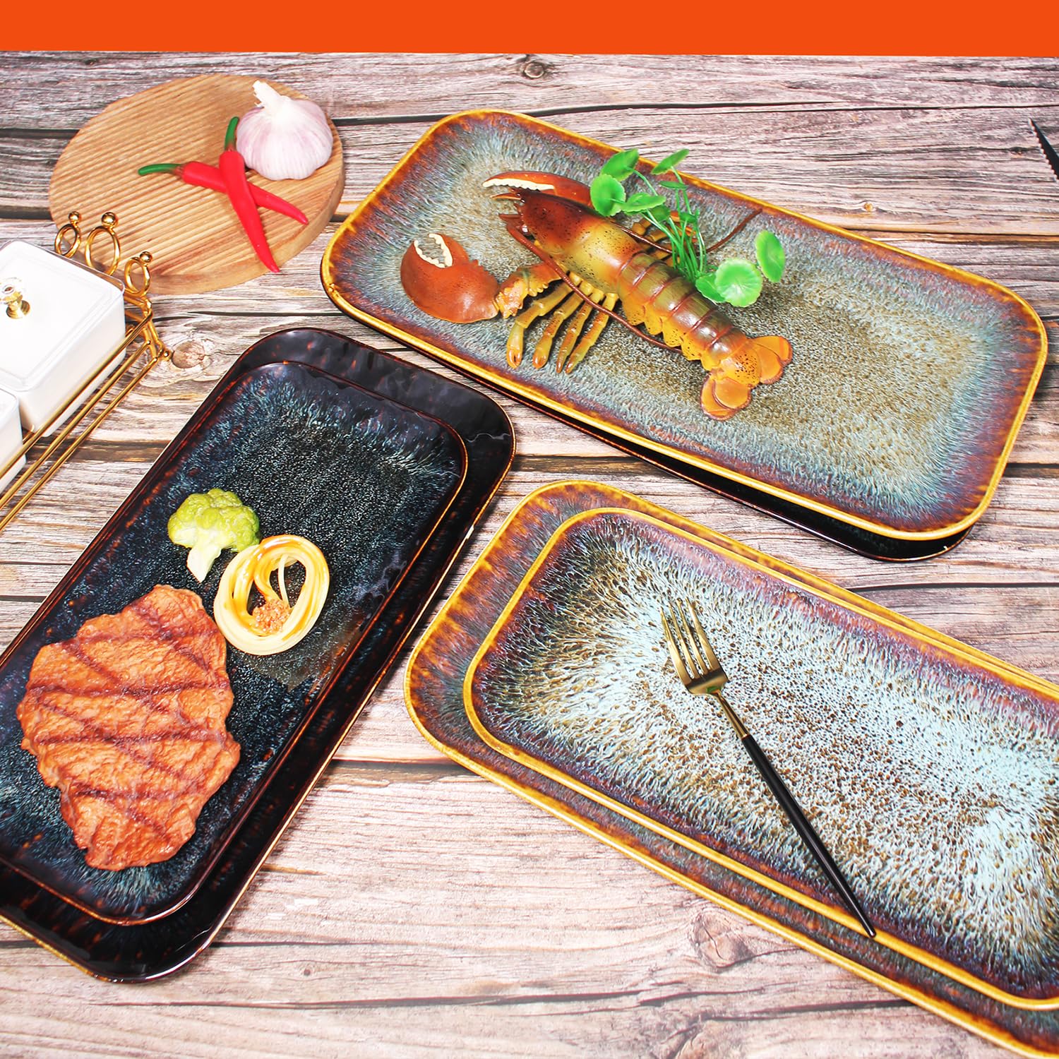 Juego de 2 platos de porcelana para carne, pan, risotto, pasta, ensalada, microondas, horno y lavavajillas, resistente a los arañazos, duradero, color marrón