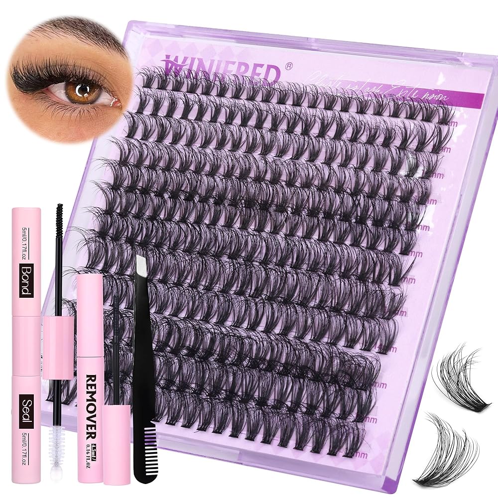 Lash Clusters Kit Lash Extension Kit Wispy 8-16mm Natural Lashes Clusters 240pcs Eyelash Extension Clusters 30D Individual Lashes with Lash Bond and Seal Lash Remover Lash Tweezers by Winifred