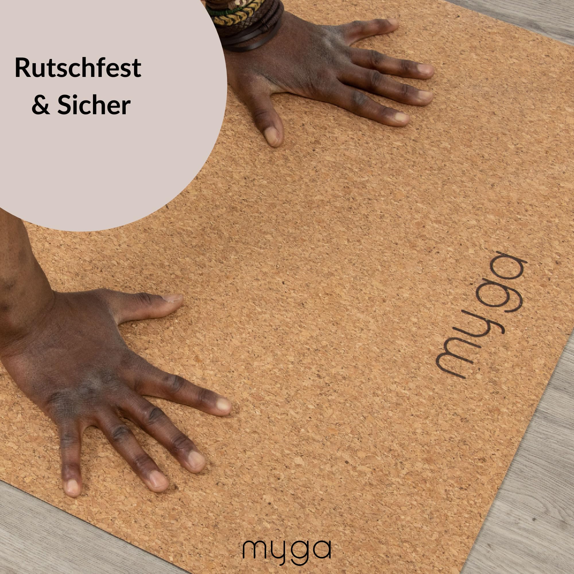 Myga Kork Yogamatte | Rutschfest & Leicht zu tragen – Extra Dünn 2 mm | Ideal für Yoga, Pilates, Meditation & Fitnessübungen | 183 cm x 66 cm | Naturkork