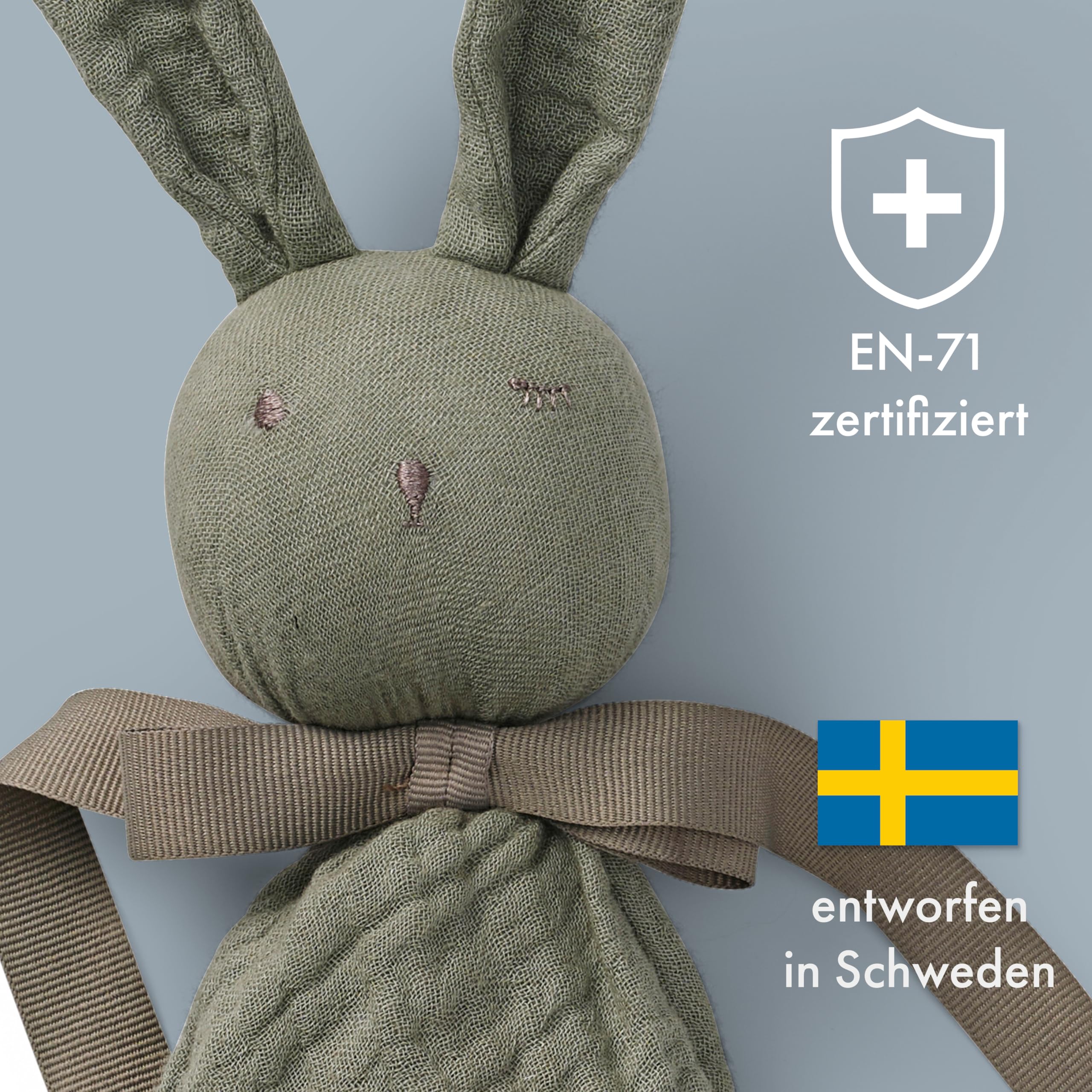 Elodie Details Schnuffeltuch, Schmusedecke, Baby Blinkie Schmusetuch aus 100% Öko-Tex & Bio-Baumwolle - Extraweicher & Waschbar - Kuscheltuch Schlaftier für Babys & Kleinkinder - Hazy Jade
